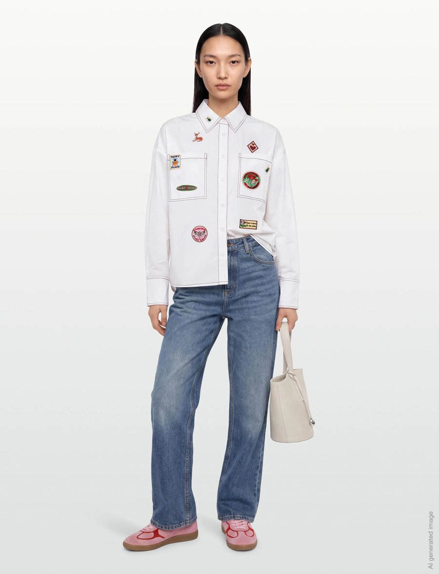 Nümph - NUBADGE SHIRT - langærmede skjorter - bright white - 0