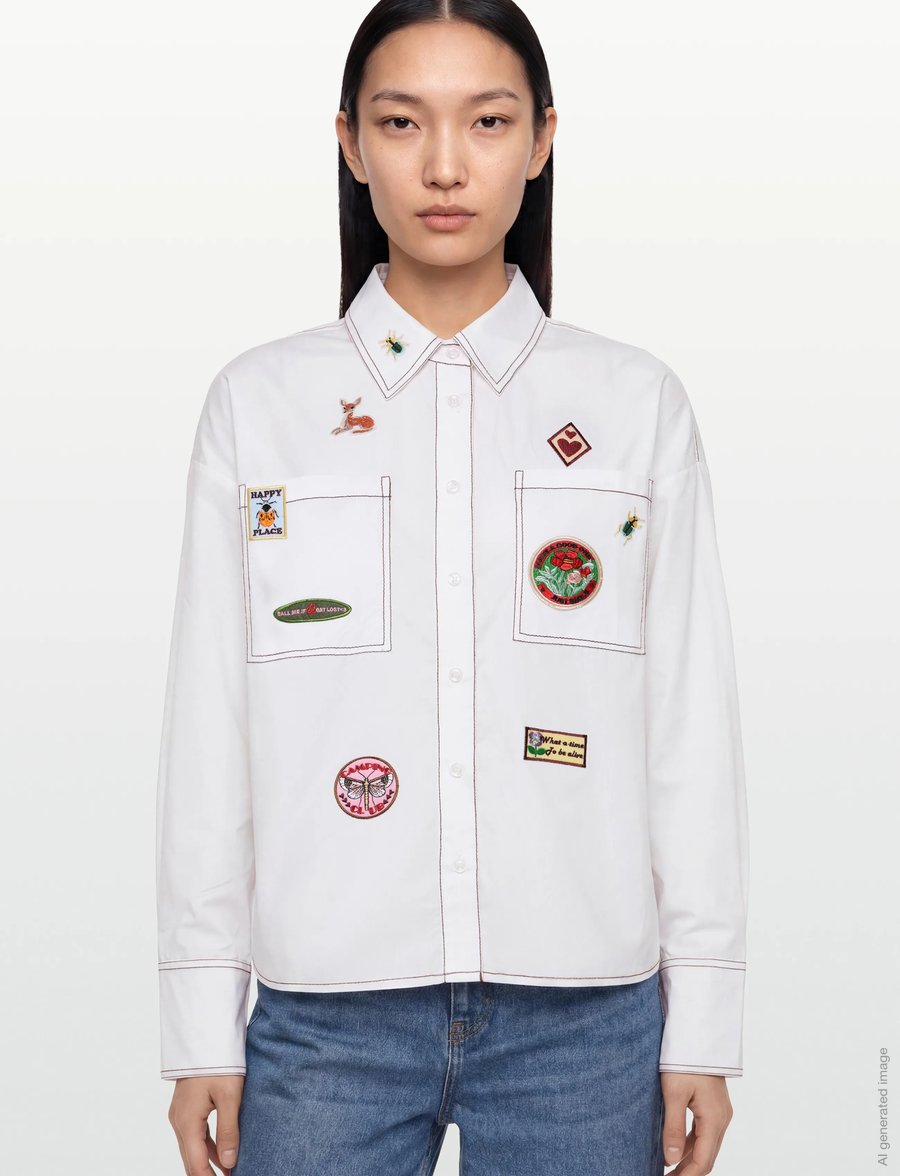 Nümph - NUBADGE SHIRT - langærmede skjorter - bright white - 4