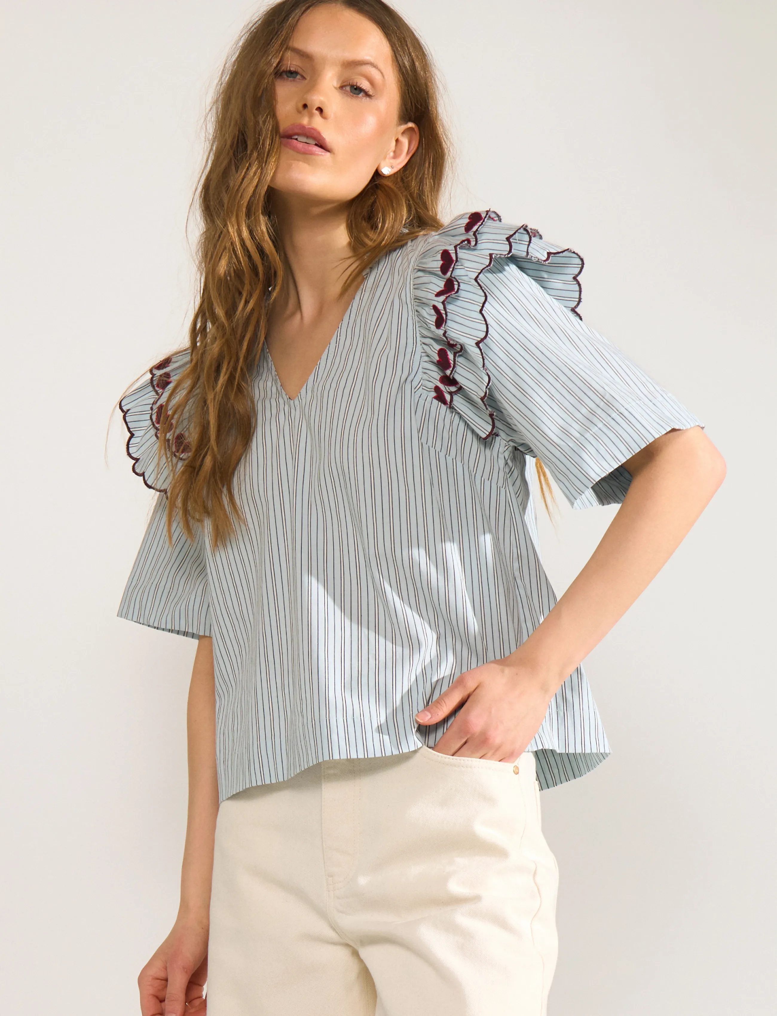 Nümph Nuditty Blouse, 40, Blue, Bluser > Kortærmede, Dame
