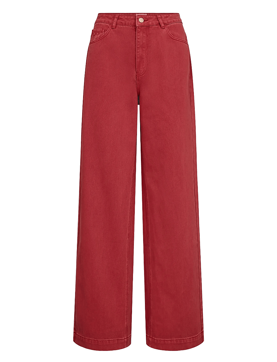 Nümph - NUHAMILTON HR WIDE JEANS - hosen mit weitem bein - washed mulberry red denim - 0