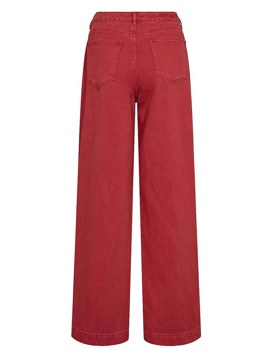 Nümph - NUHAMILTON HR WIDE JEANS - hosen mit weitem bein - washed mulberry red denim - 1