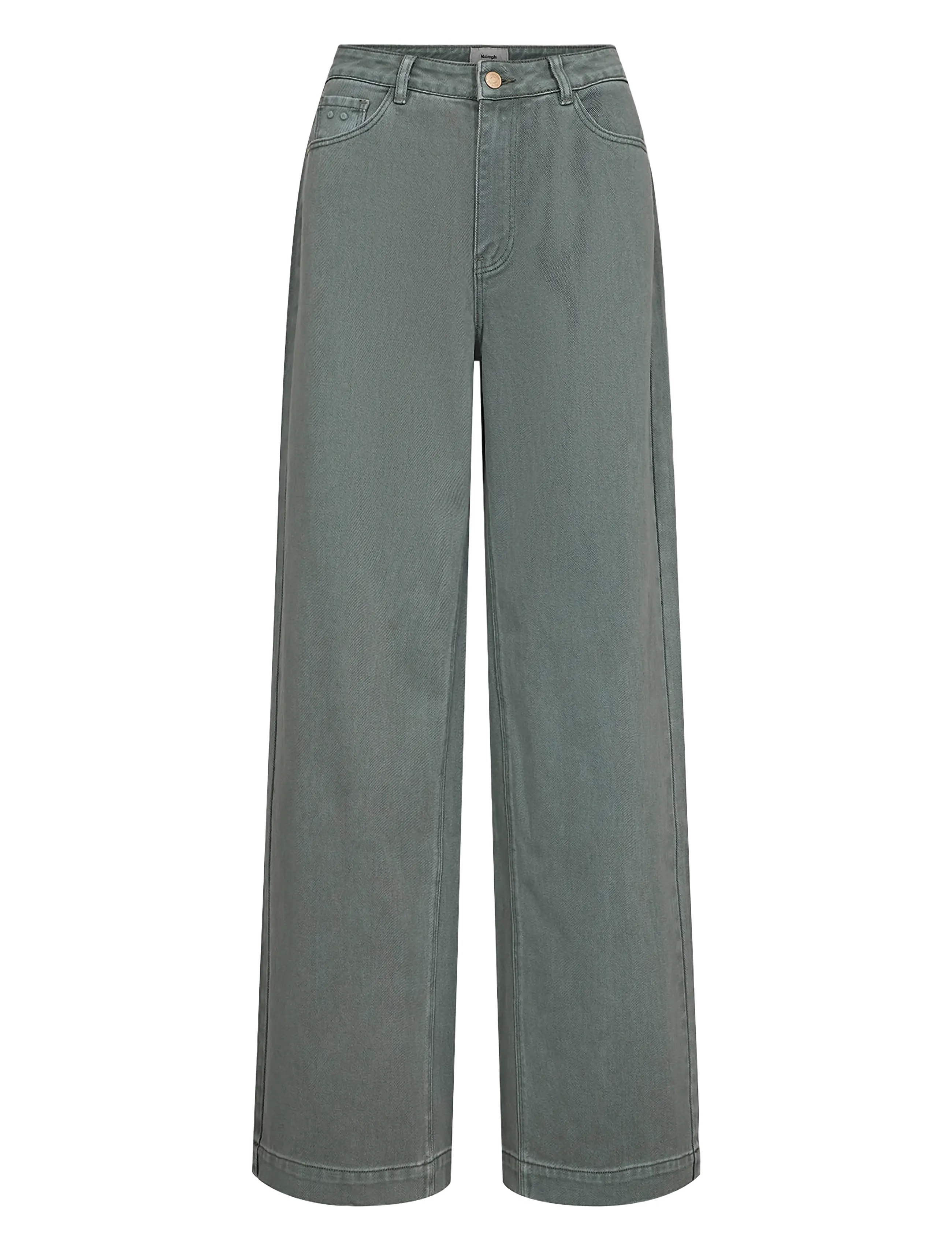 Nümph Nuhamilton Hr Wide Jeans, Kvinder, Højtaljede Vide Ben Jeans, Kakigrøn, Str: 34