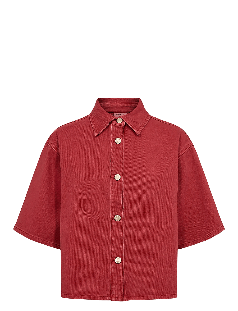 Nümph - NUHAMILTON SHIRT - lühikeste varrukatega särgid - washed mulberry red denim - 0