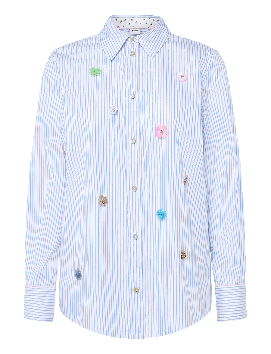 Nümph - NULILI SEQUINS SHIRT - langærmede skjorter - floaty blue - 0