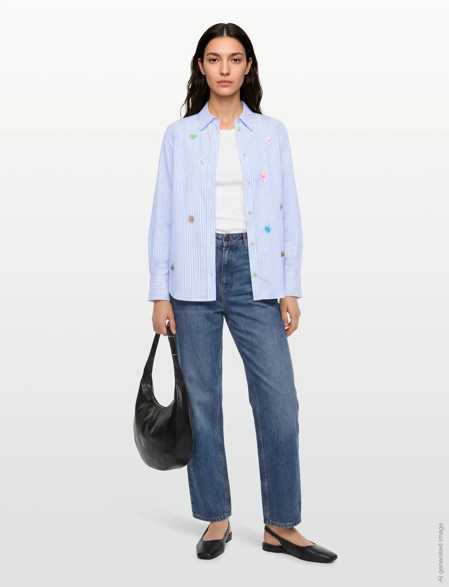 Nümph - NULILI SEQUINS SHIRT - langærmede skjorter - floaty blue - 0