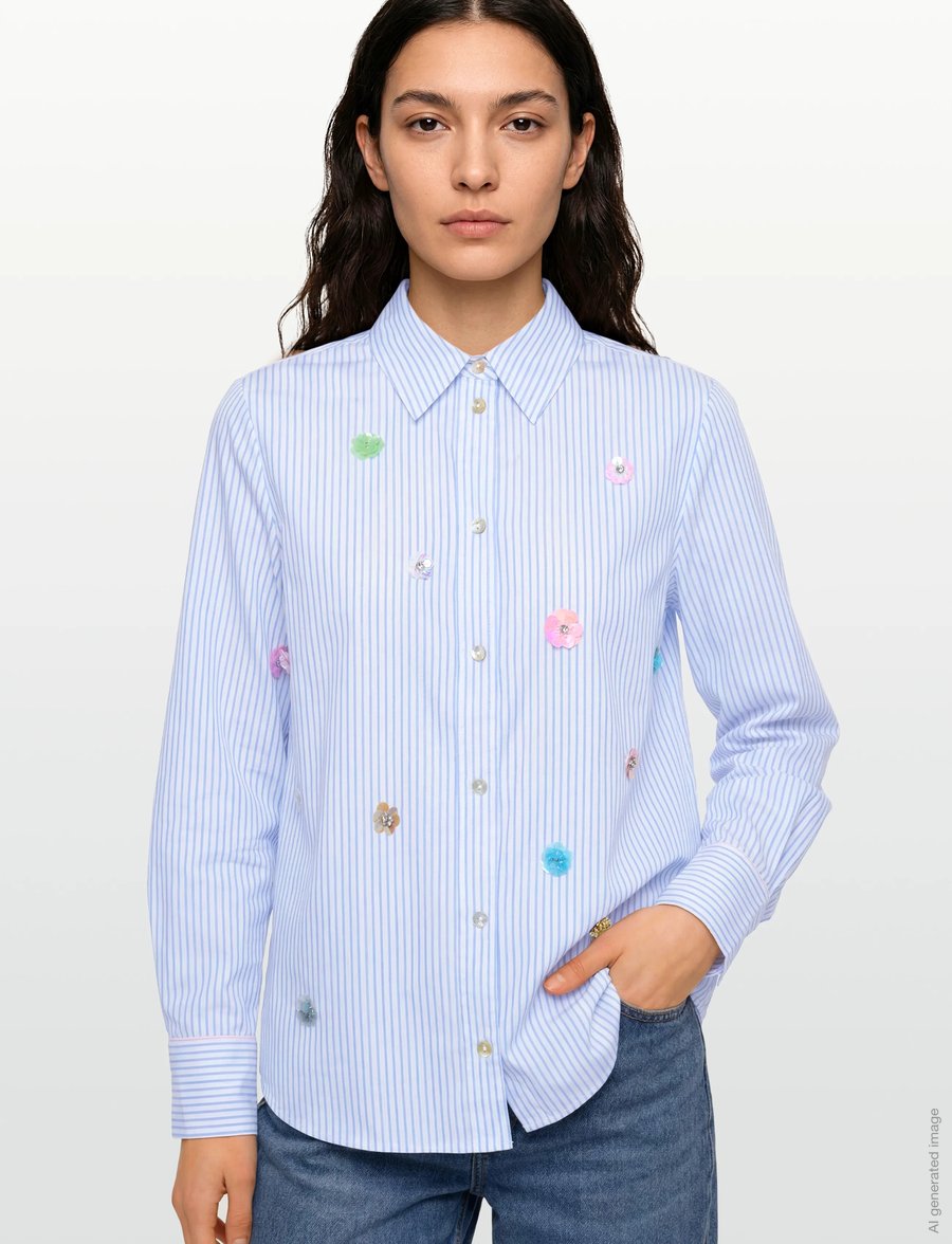 Nümph - NULILI SEQUINS SHIRT - langærmede skjorter - floaty blue - 3