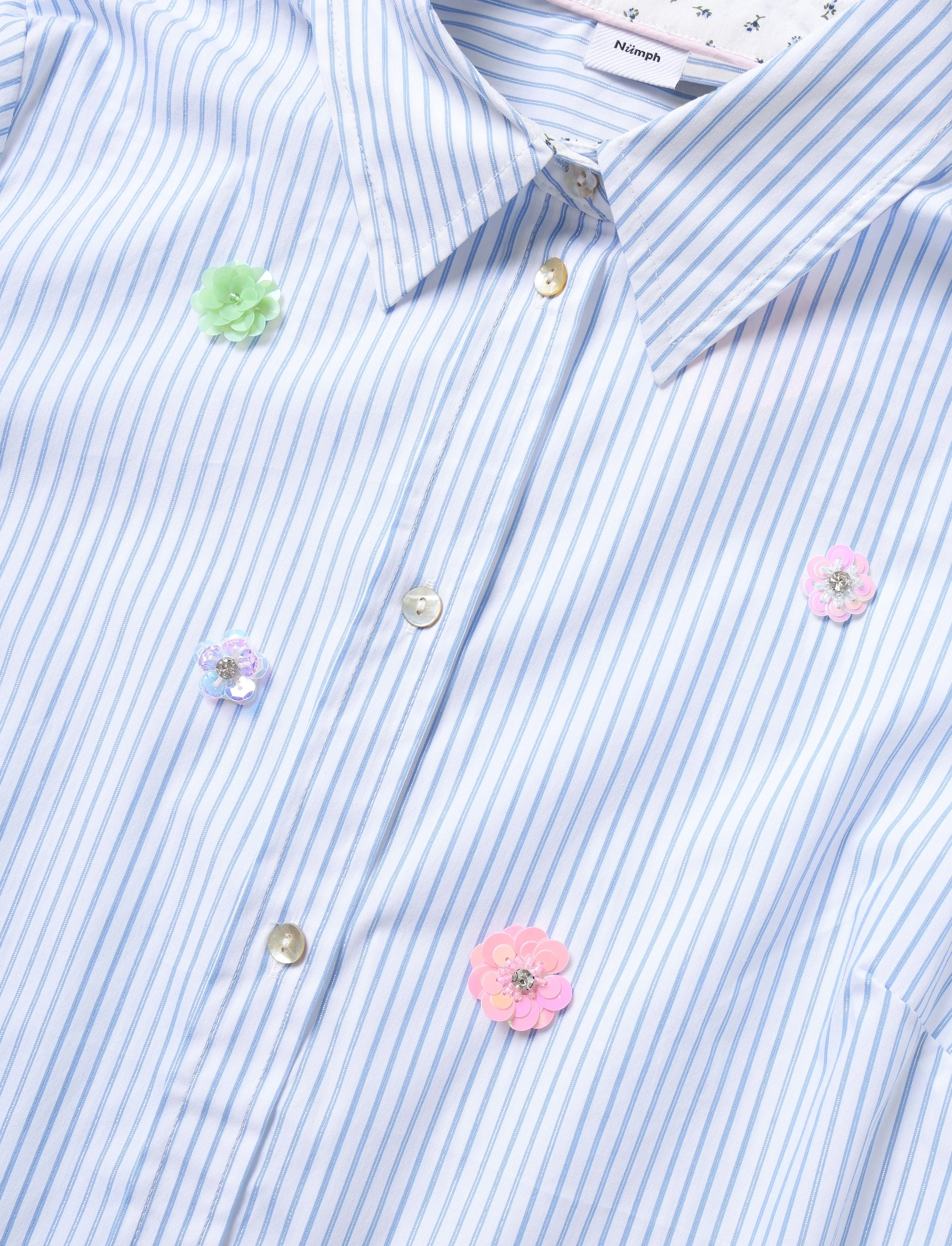 Nümph - NULILI SEQUINS SHIRT - long-sleeved shirts - floaty blue - 2