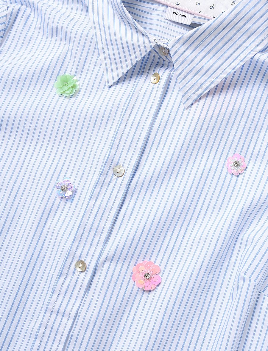 Nümph - NULILI SEQUINS SHIRT - langærmede skjorter - floaty blue - 2