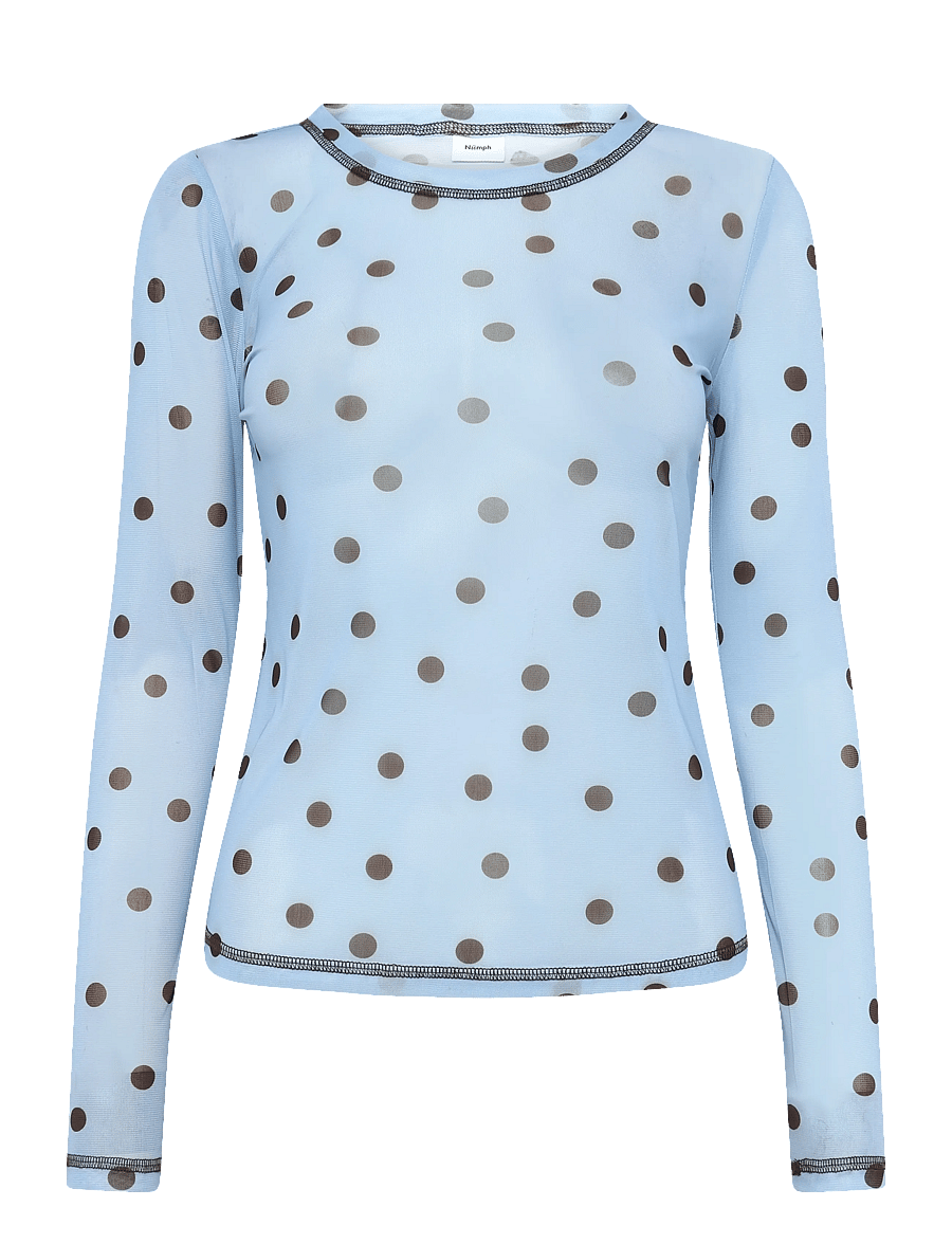 Nümph - NUSINE MESH BLOUSE - langärmelige blusen - floaty blue - 1