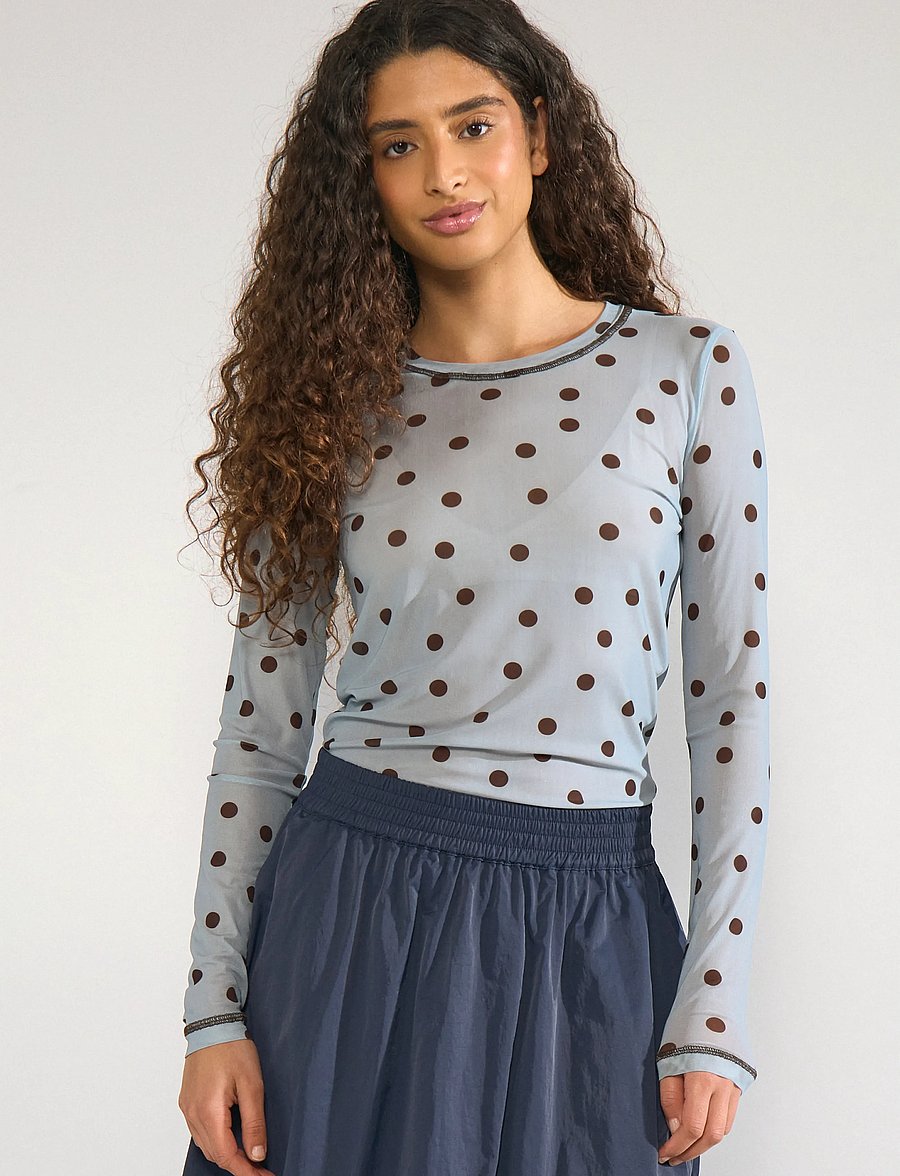 Nümph - NUSINE MESH BLOUSE - langärmelige blusen - floaty blue - 0