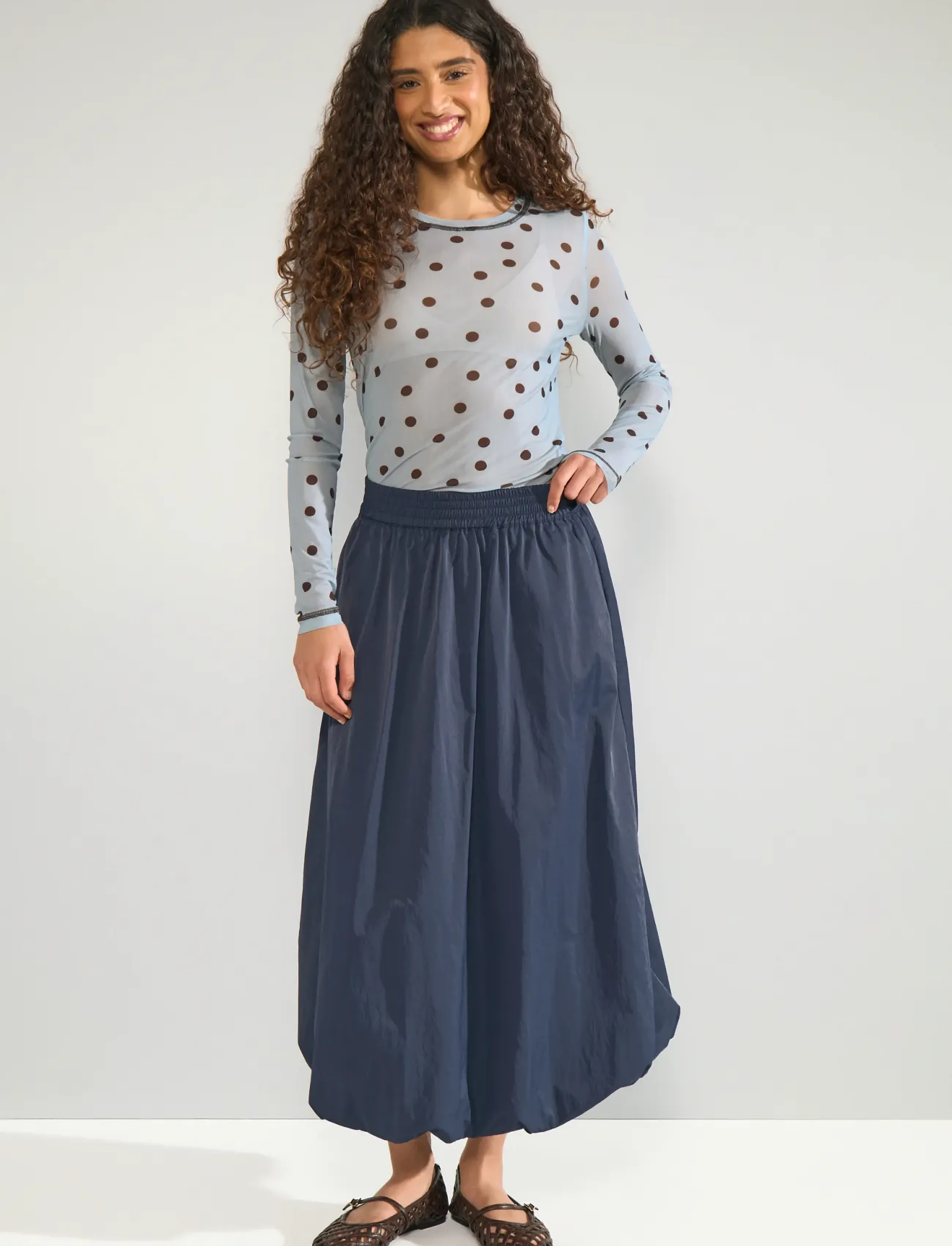 Nümph - NUSINE MESH BLOUSE - langærmede bluser - floaty blue - 4