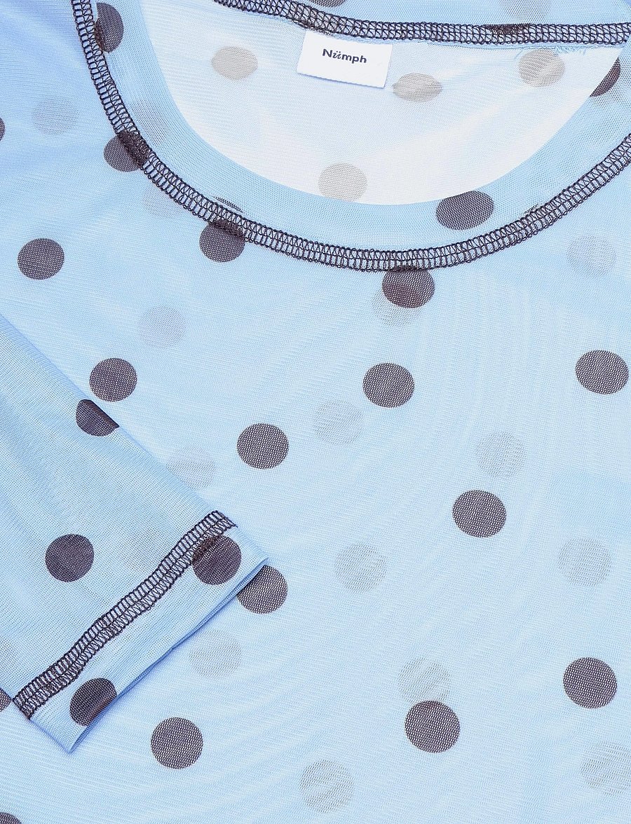 Nümph - NUSINE MESH BLOUSE - langärmelige blusen - floaty blue - 5