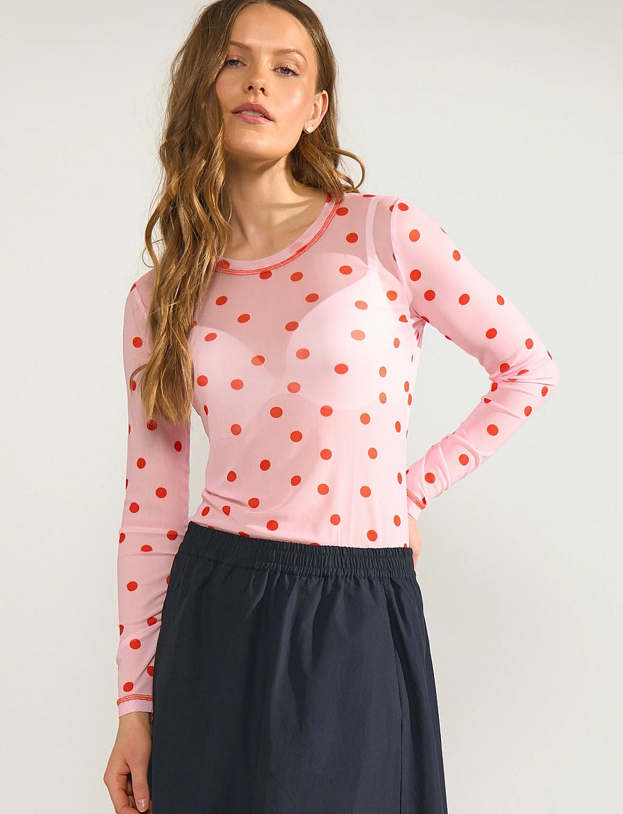 Nümph - NUSINE MESH BLOUSE - langärmelige blusen - pink lady - 0