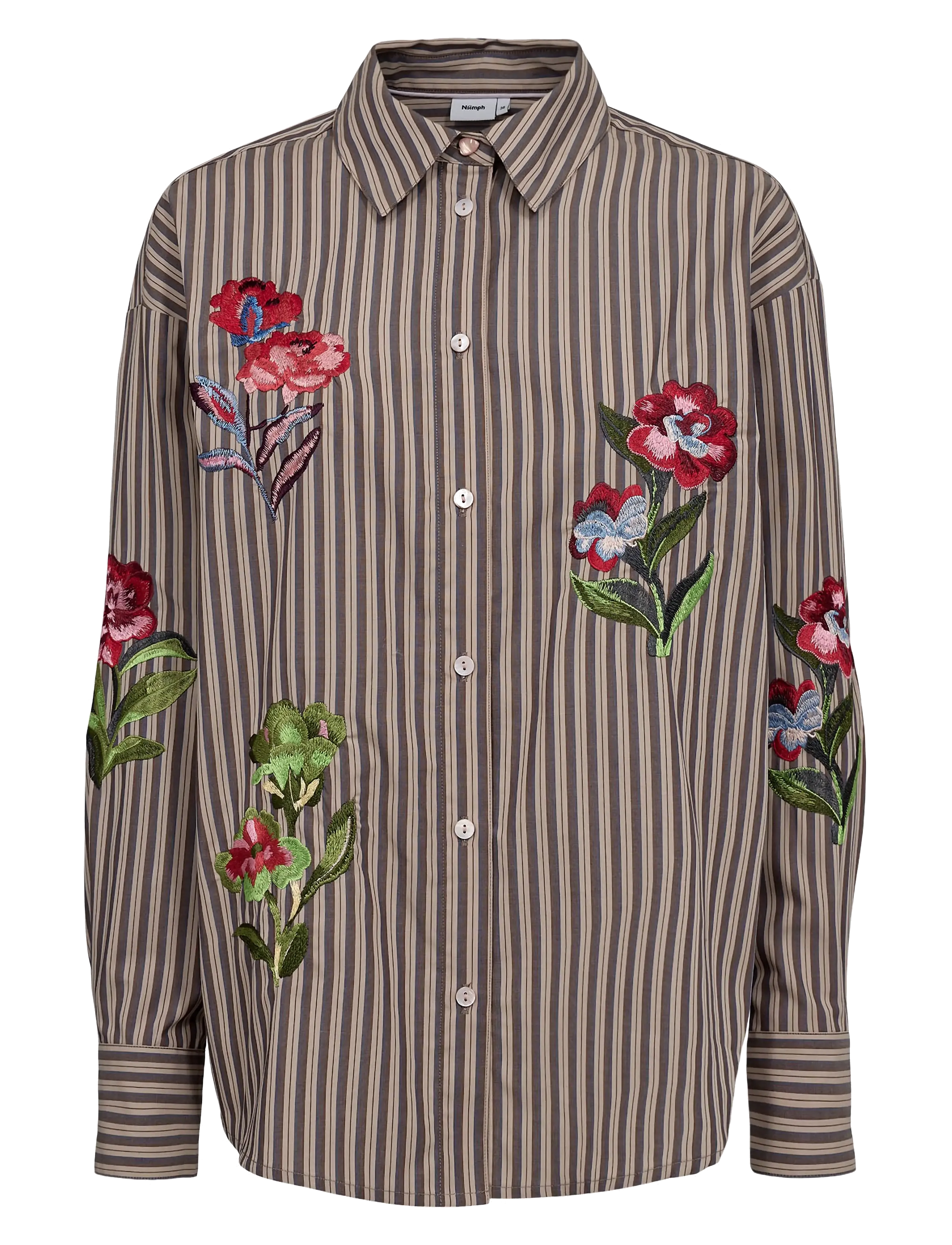 Nümph NUKACEY EMBROIDERY SHIRT - Moetrendid - DEEP TAUPE / brown