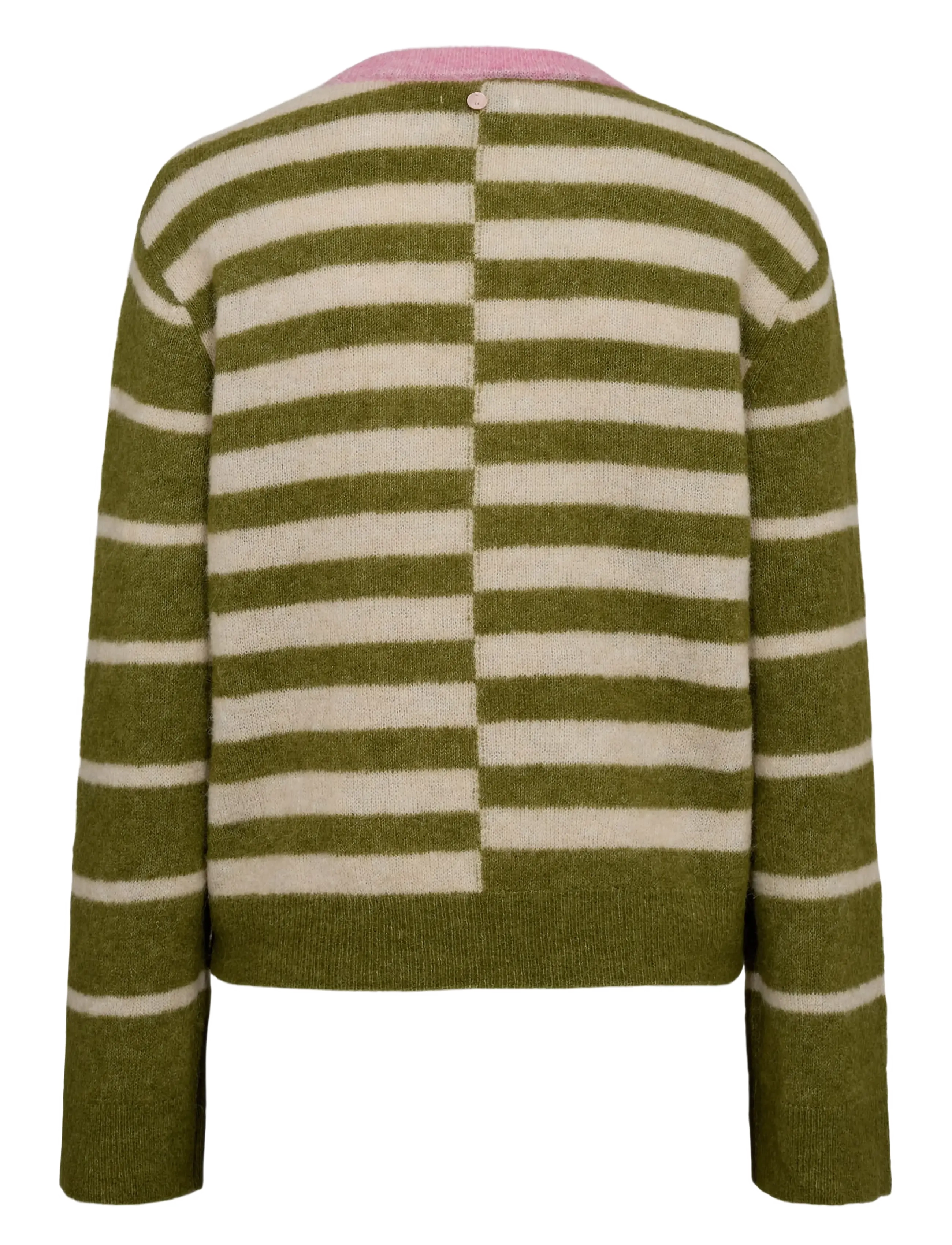 Nümph - NURIETTE BLOCK STRIPE PULLOVER - striktrøjer - calla green - 2