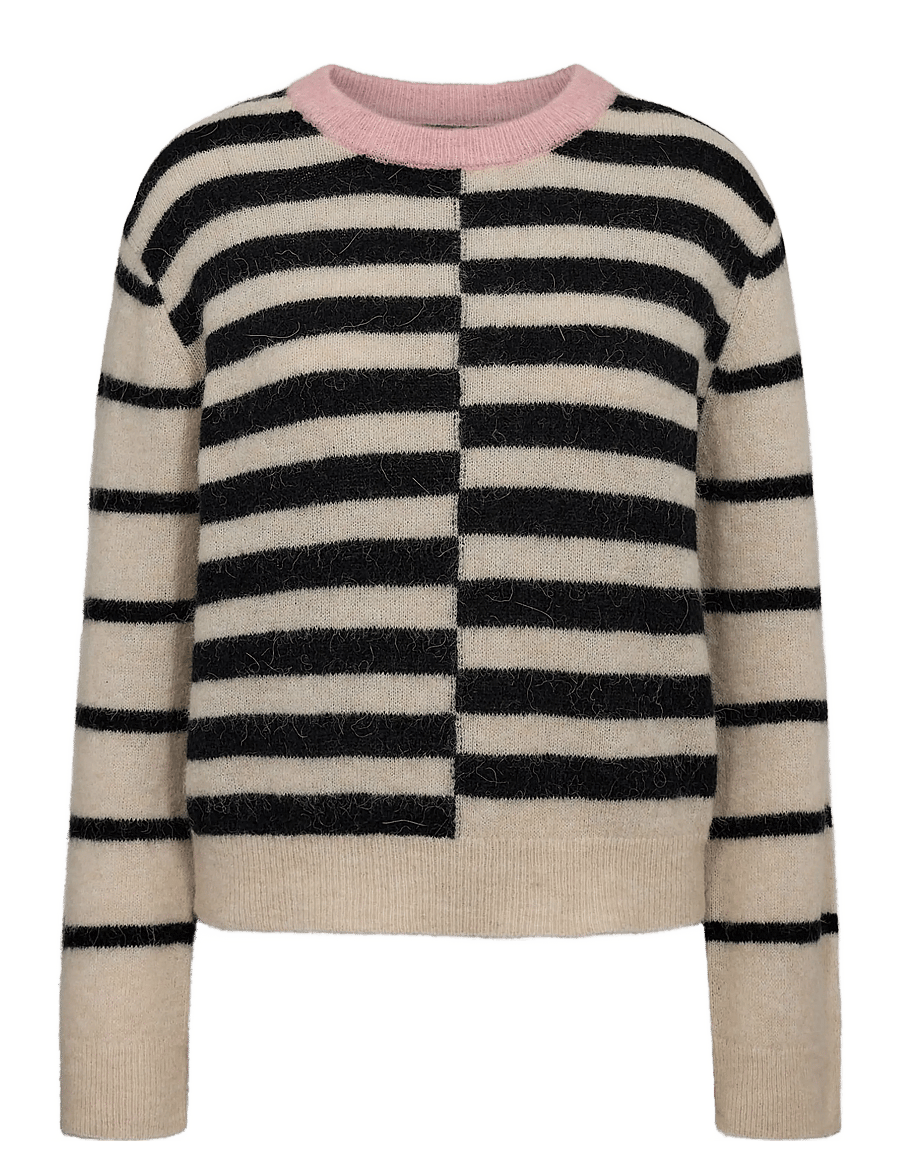 Nümph - NURIETTE BLOCK STRIPE PULLOVER - kampsunid - caviar - 1
