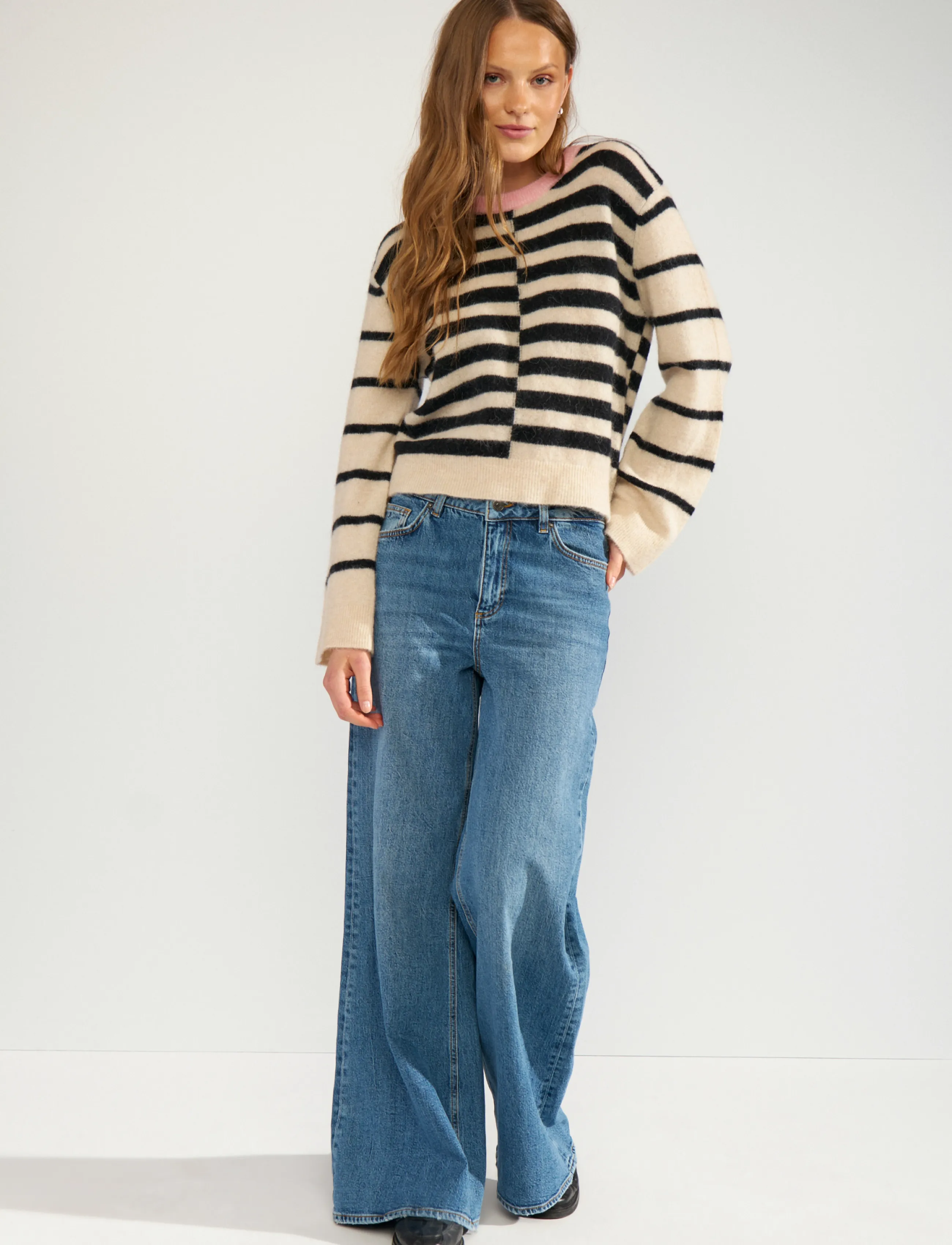 Nümph - NURIETTE BLOCK STRIPE PULLOVER - caviar - 3