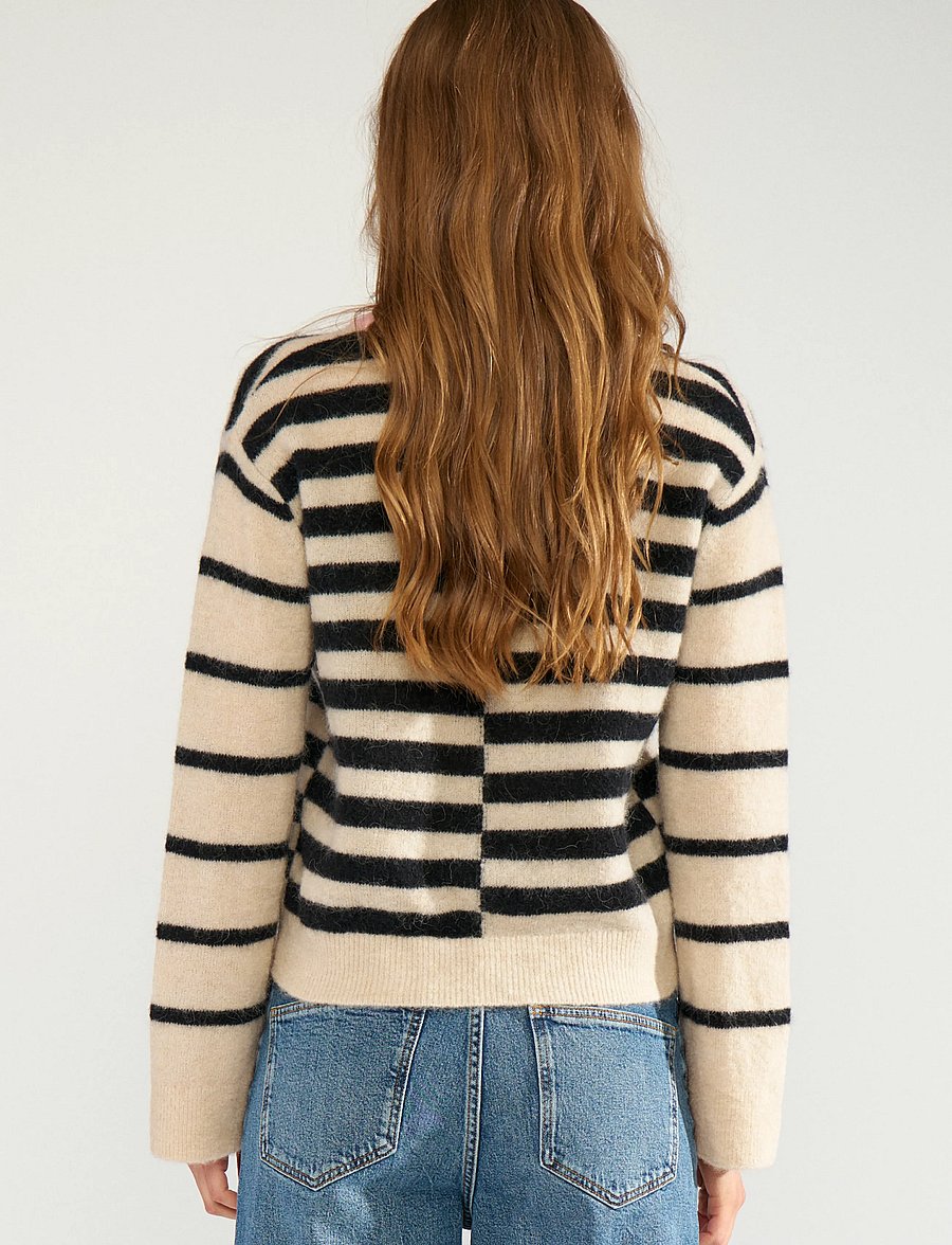 Nümph - NURIETTE BLOCK STRIPE PULLOVER - kampsunid - caviar - 4
