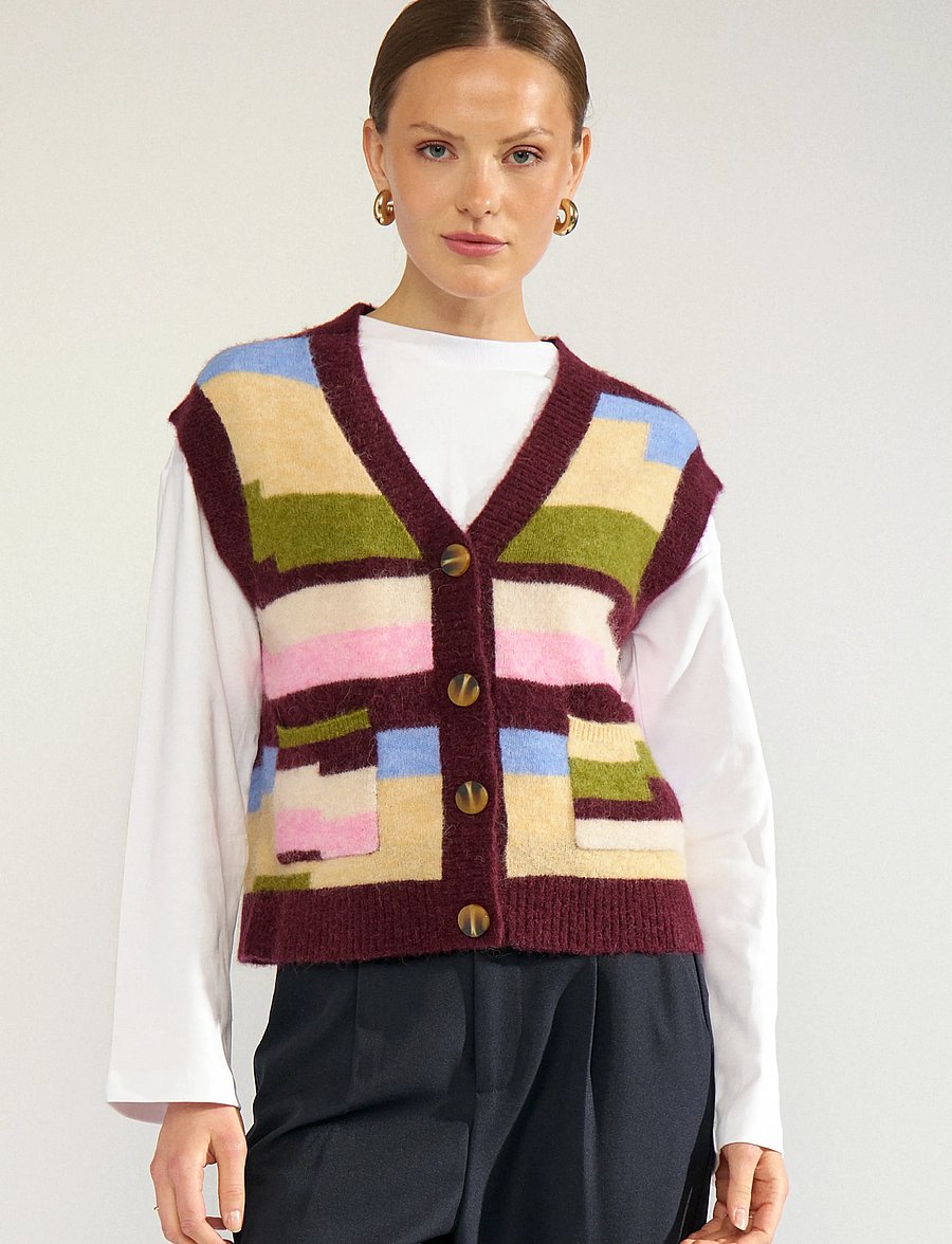 Nümph - NURIETTE PIXEL STRIPE VEST - strikveste - fig - 0