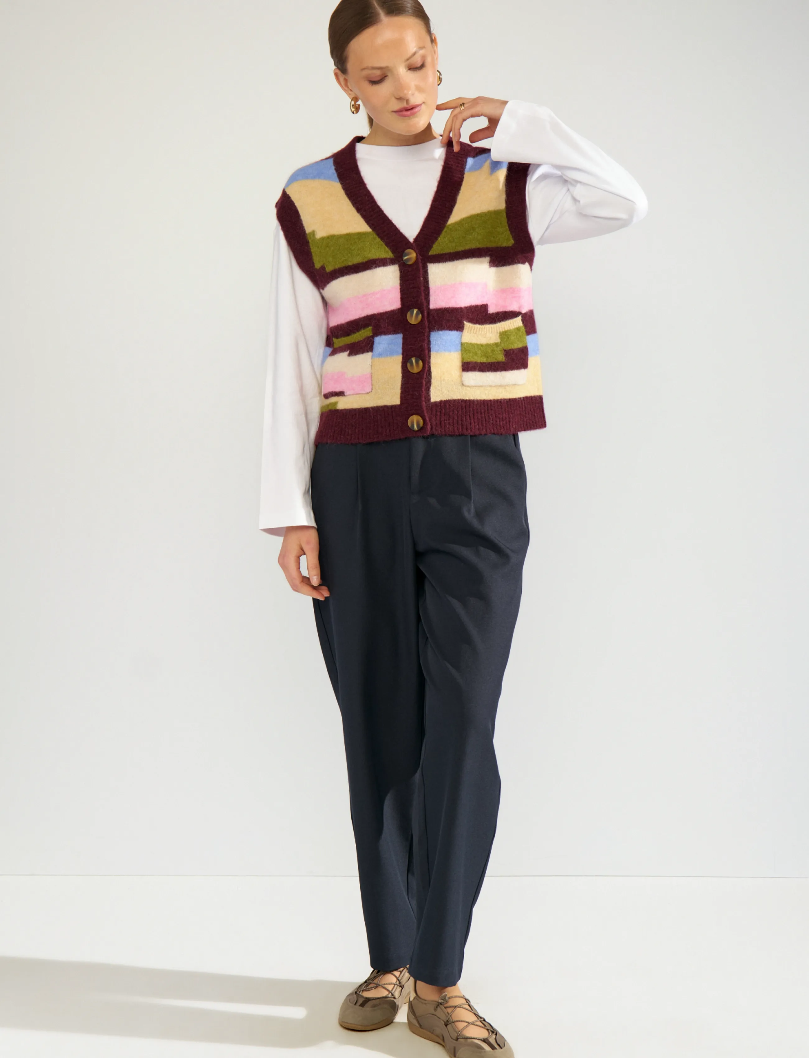 Nümph - NURIETTE PIXEL STRIPE VEST - strikveste - fig - 3