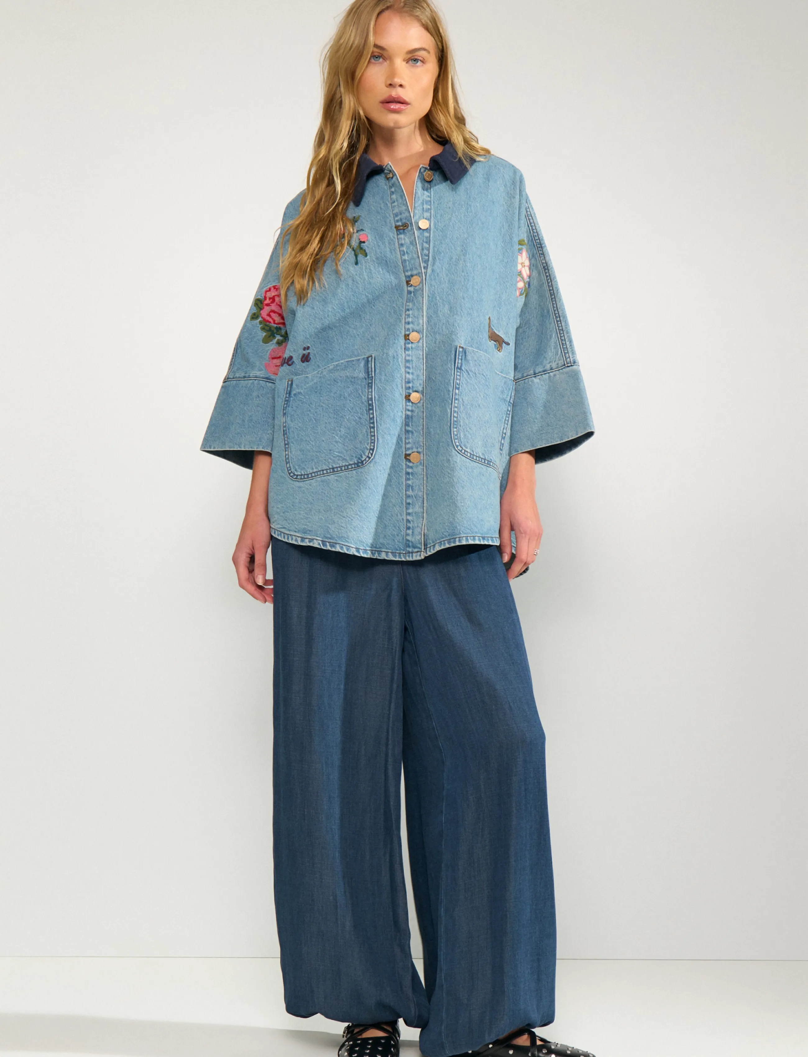 Nümph - NUDENMA OVERSIZE SHIRT - pealissärgid - medium blue denim - 4