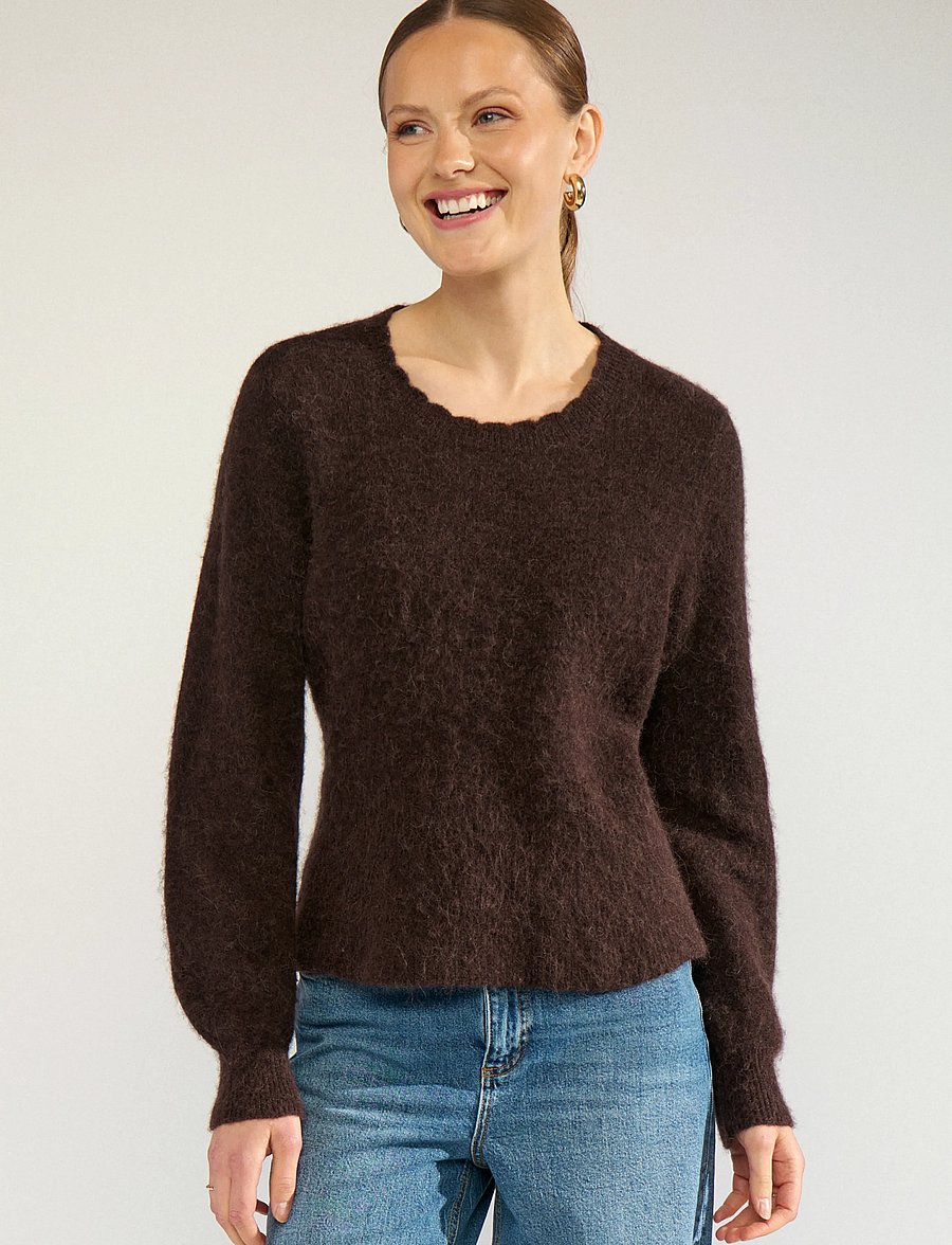 Nümph - NUSURI PEPLUM PULLOVER - striktrøjer - black coffee - 0