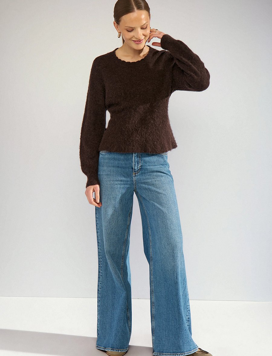 Nümph - NUSURI PEPLUM PULLOVER - striktrøjer - black coffee - 3