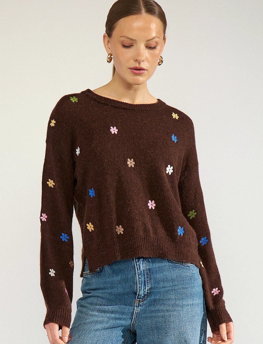 Nümph - NUFLORIE PULLOVER - kampsunid - black coffee - 0