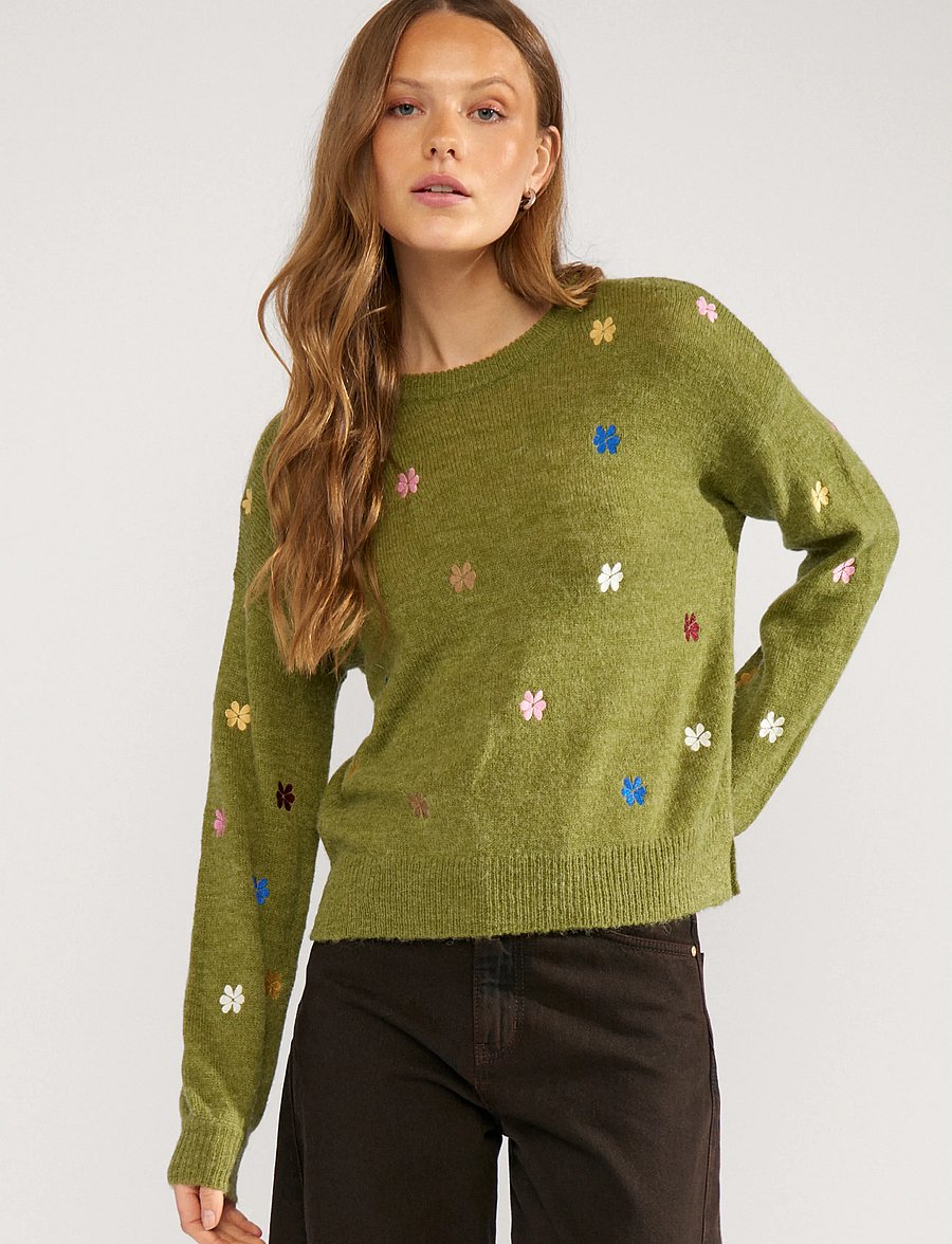 Nümph - NUFLORIE PULLOVER - pullover - calla green - 0