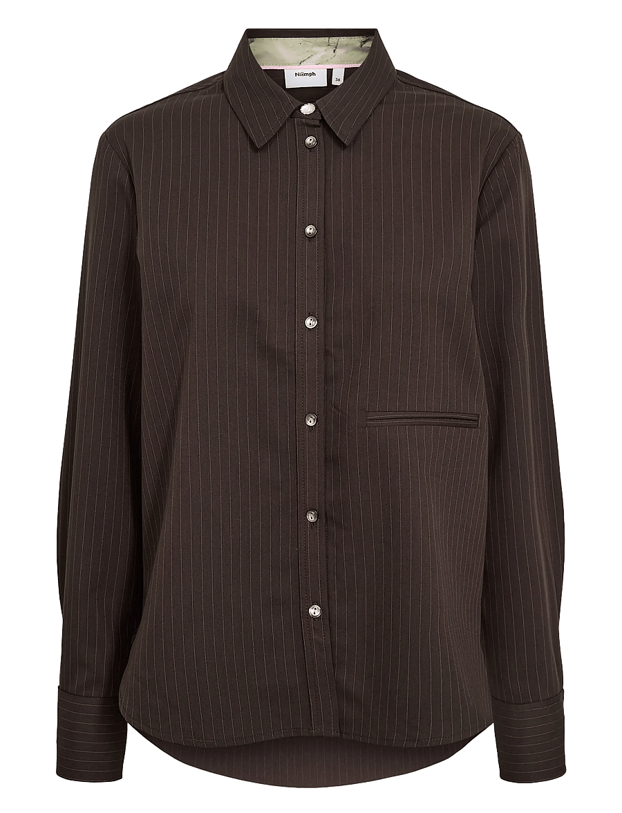Nümph - NUSONYA SHIRT - pikkade varrukatega särgid - black coffee - 1