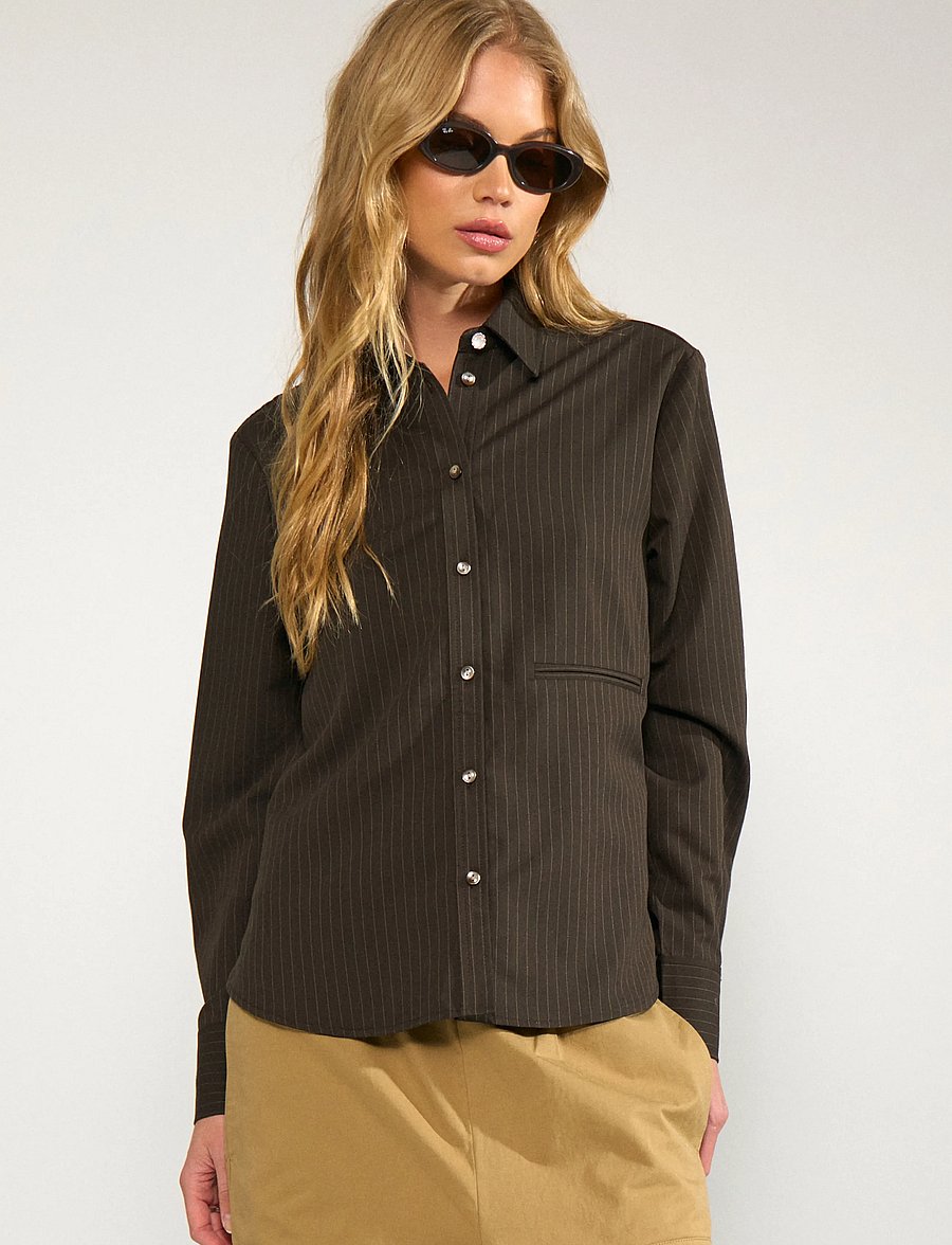 Nümph - NUSONYA SHIRT - pikkade varrukatega särgid - black coffee - 0