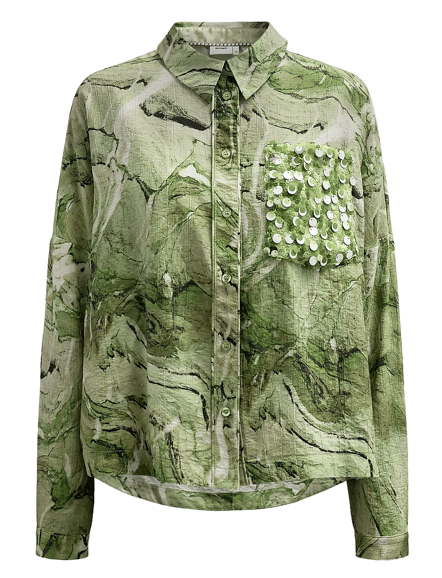 Nümph - NUMARLA SHIRT - pikkade varrukatega särgid - calla green - 1