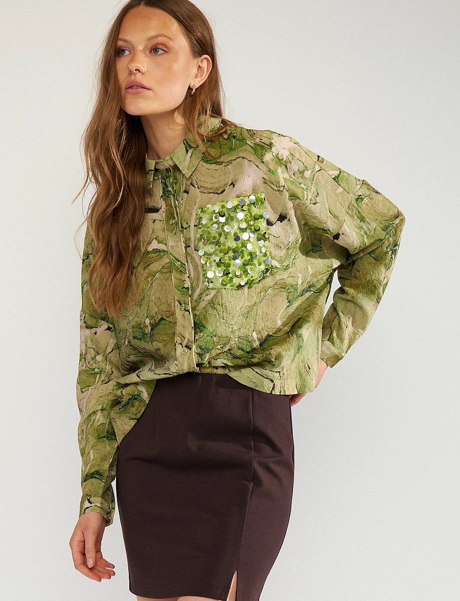 Nümph - NUMARLA SHIRT - pikkade varrukatega särgid - calla green - 0