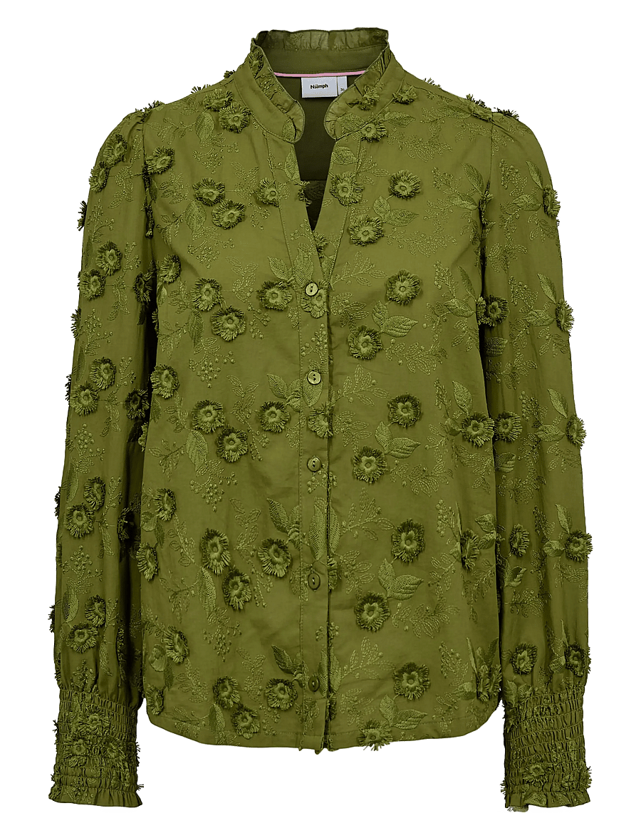 Nümph - NULENEA SHIRT - langærmede skjorter - calla green - 1