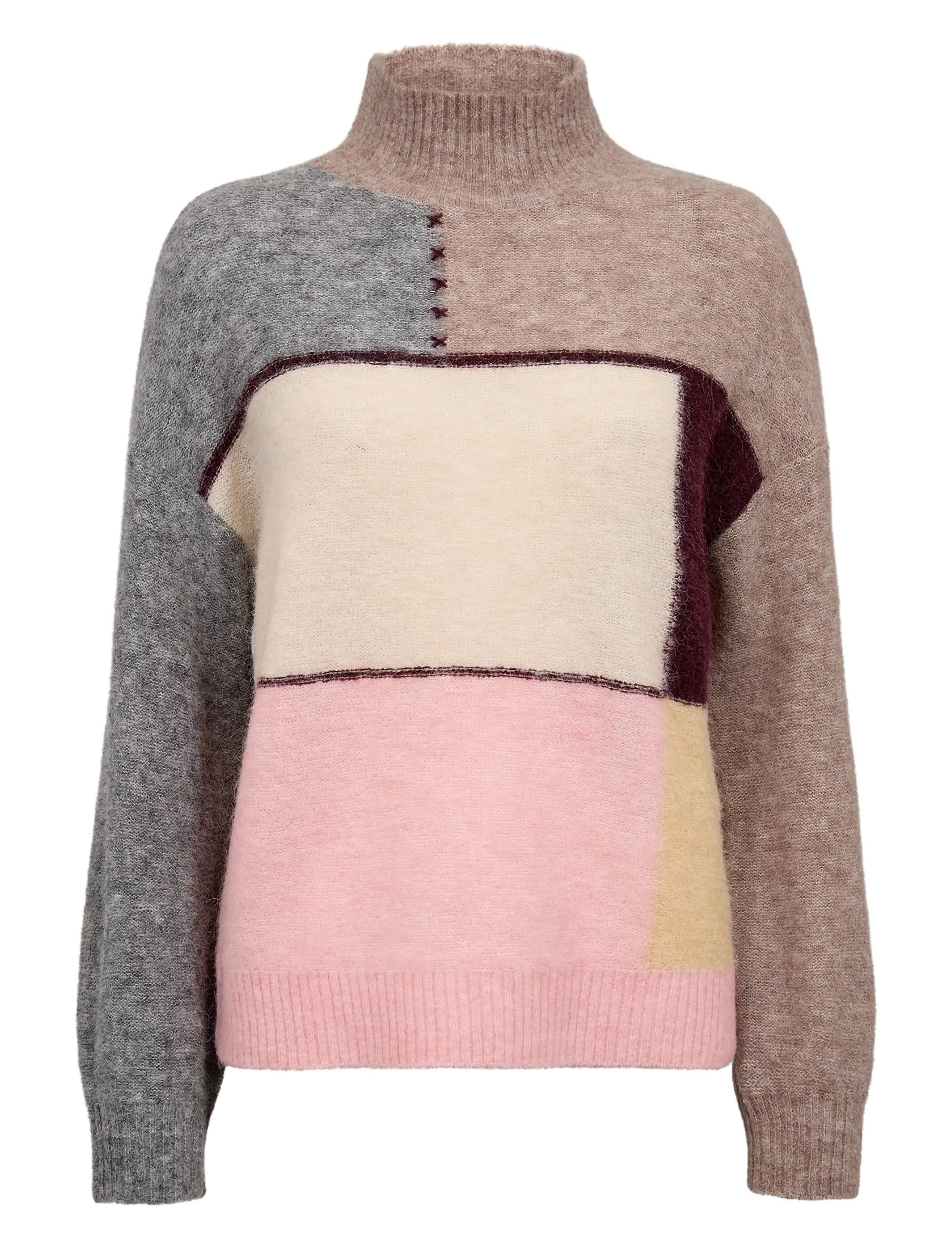Nümph NURIETTE PATCH PULLOVER - Everyday Style - DEEP TAUPE MELANGE / multi