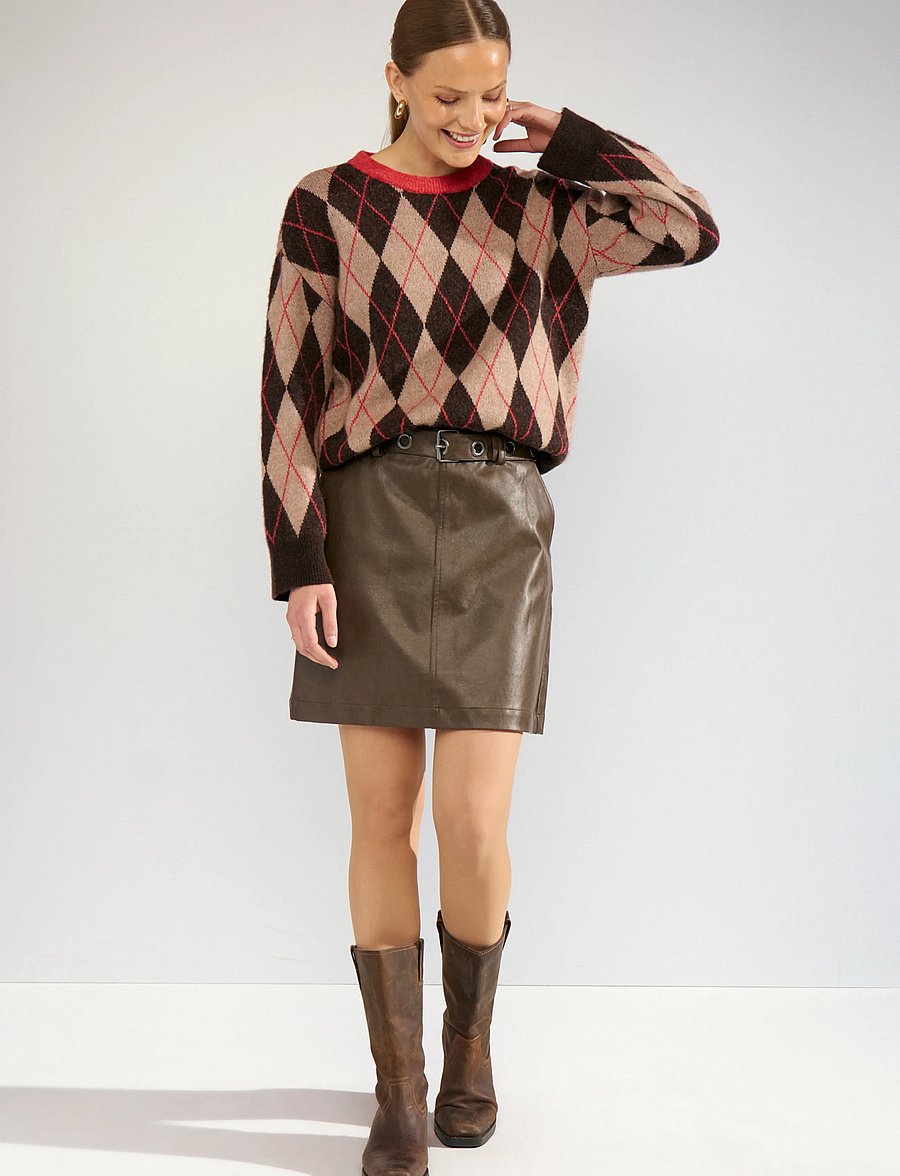 Nümph - NUDORITH PU SKIRT - miniseelikud - black coffee - 0