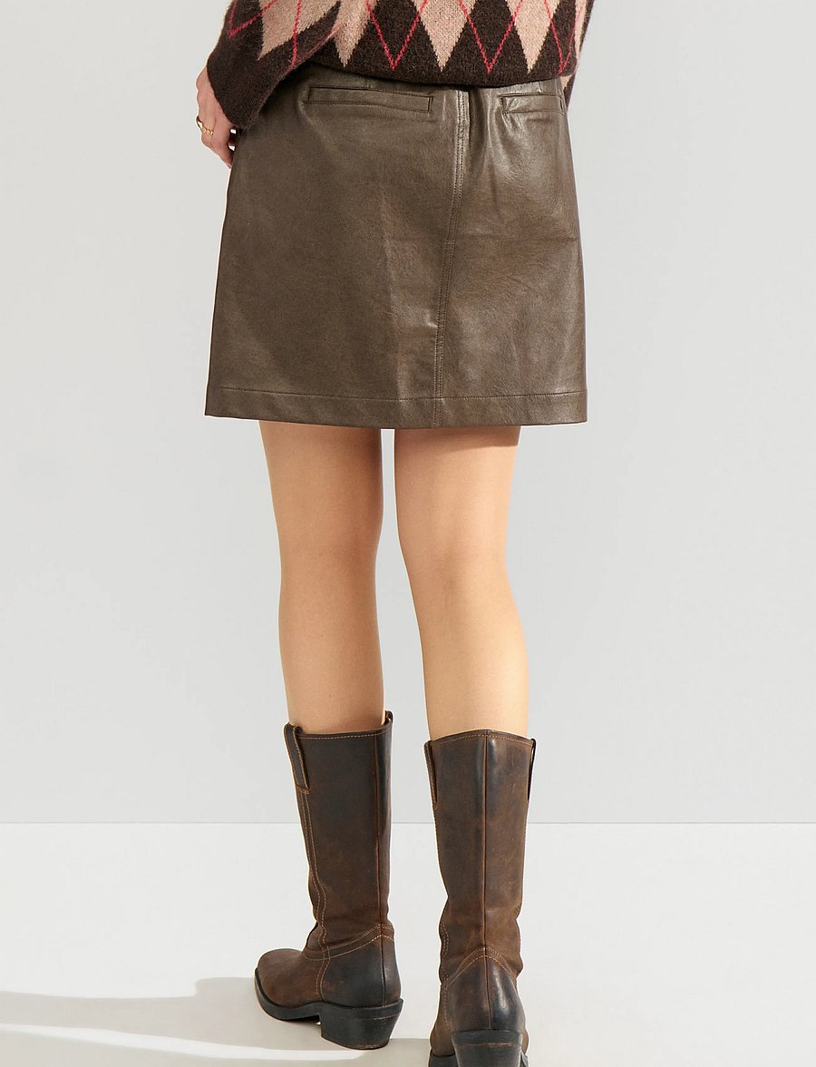Nümph - NUDORITH PU SKIRT - miniseelikud - black coffee - 4