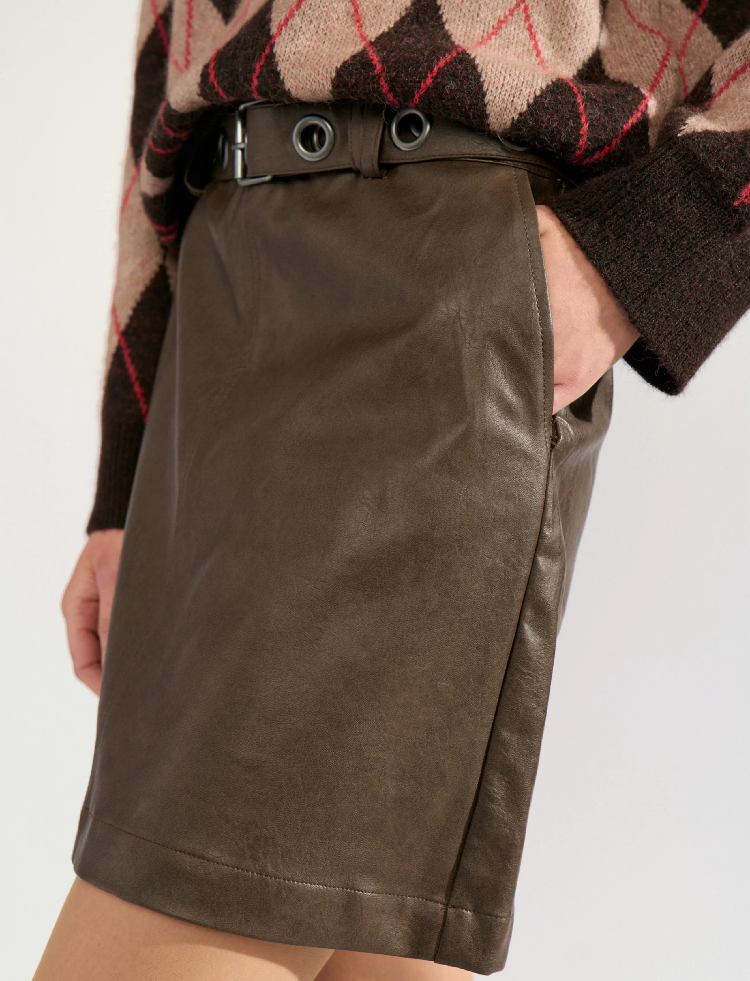 Nümph - NUDORITH PU SKIRT - miniseelikud - black coffee - 5