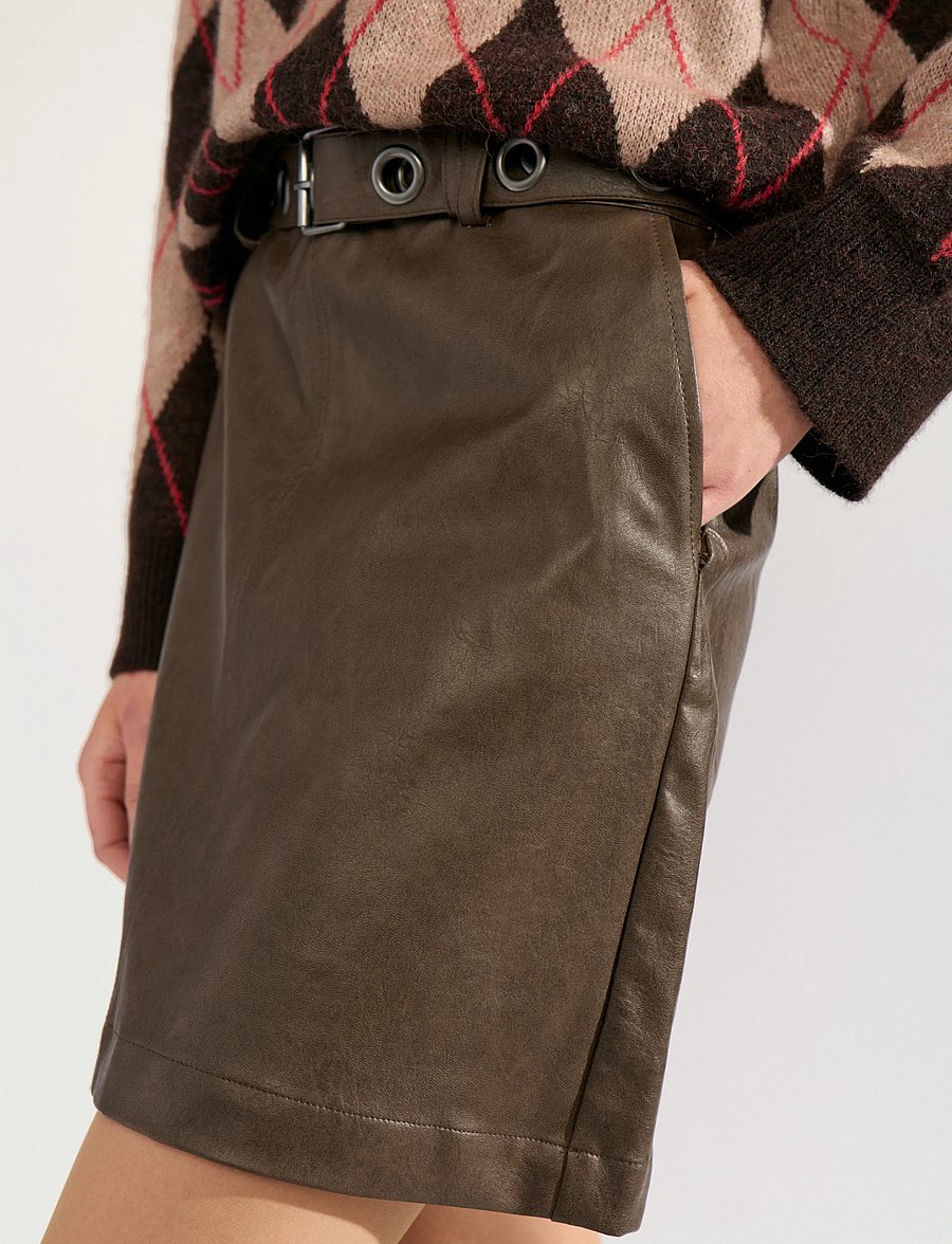 Nümph - NUDORITH PU SKIRT - miniseelikud - black coffee - 5