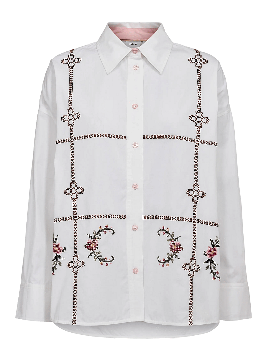 Nümph - NUFANSA SHIRT - langärmlige hemden - bright white - 0