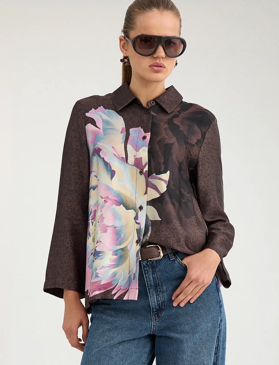Nümph - NUCRISA BOXY SHIRT - langärmelige blusen - black coffee - 0