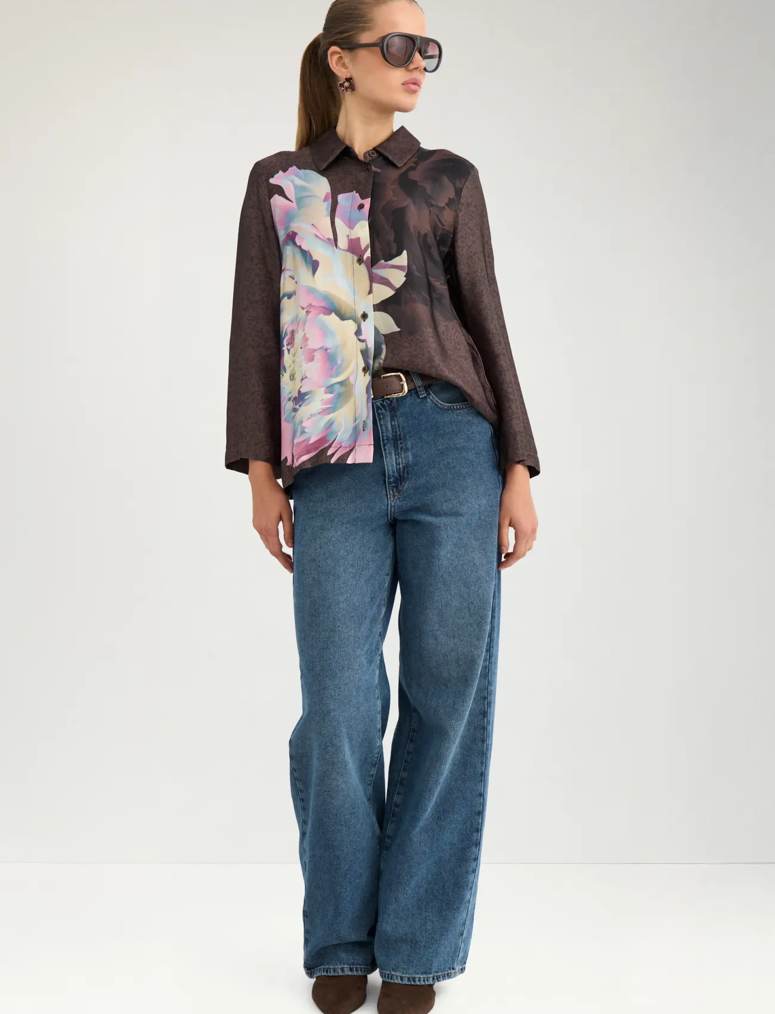 Nümph - NUCRISA BOXY SHIRT - long sleeved blouses - black coffee - 3