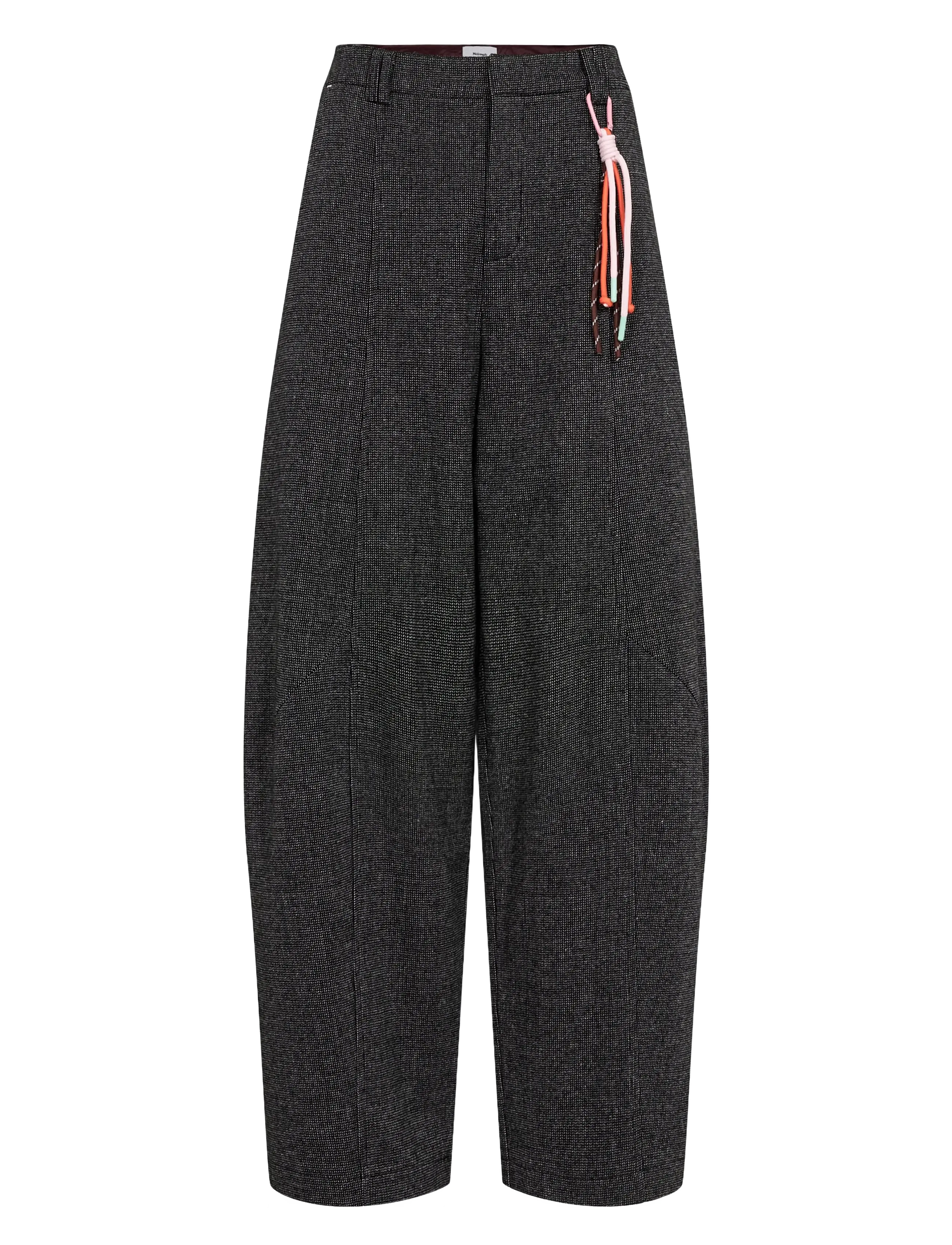 Nümph - NUROKI BARREL PANTS - hosen mit geradem bein - dark grey melange - 1