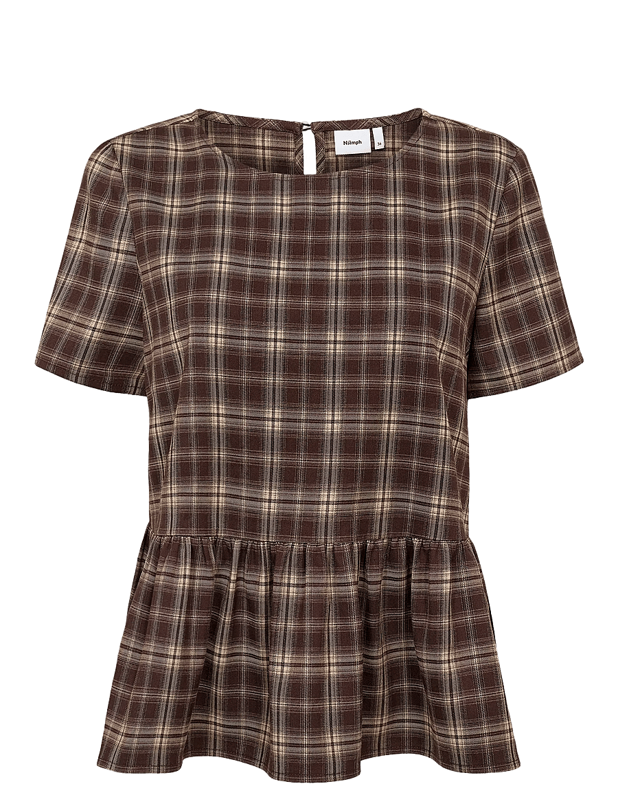 Nümph - NUMARLIE BLOUSE - kurzärmelige blusen - black coffee - 1
