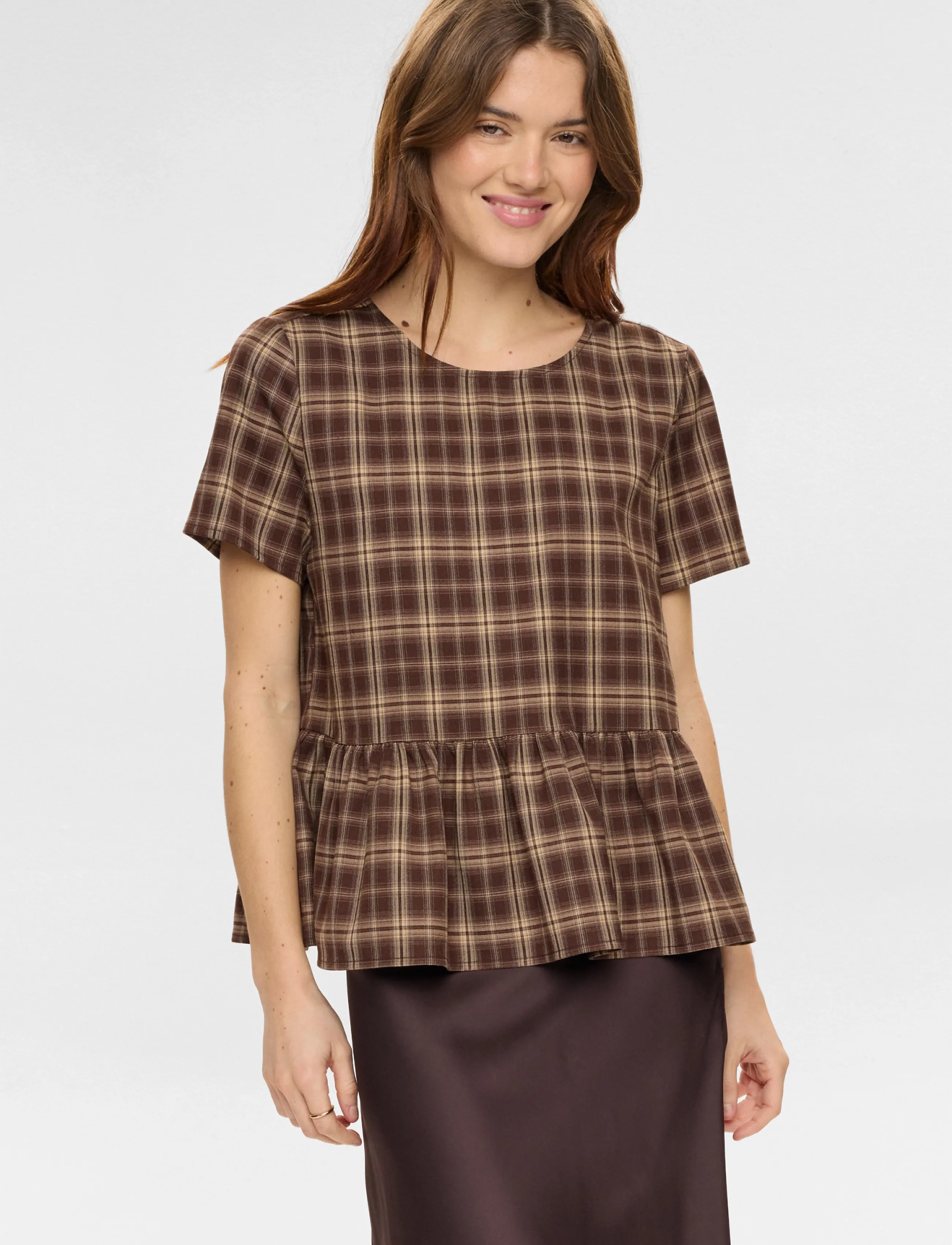 Nümph Numarlie Blouse, 38, Brown, Bluser > Kortærmede, Dame