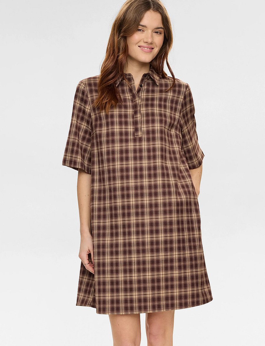 Nümph - NUMARLIE DRESS - skjortekjoler - black coffee - 0