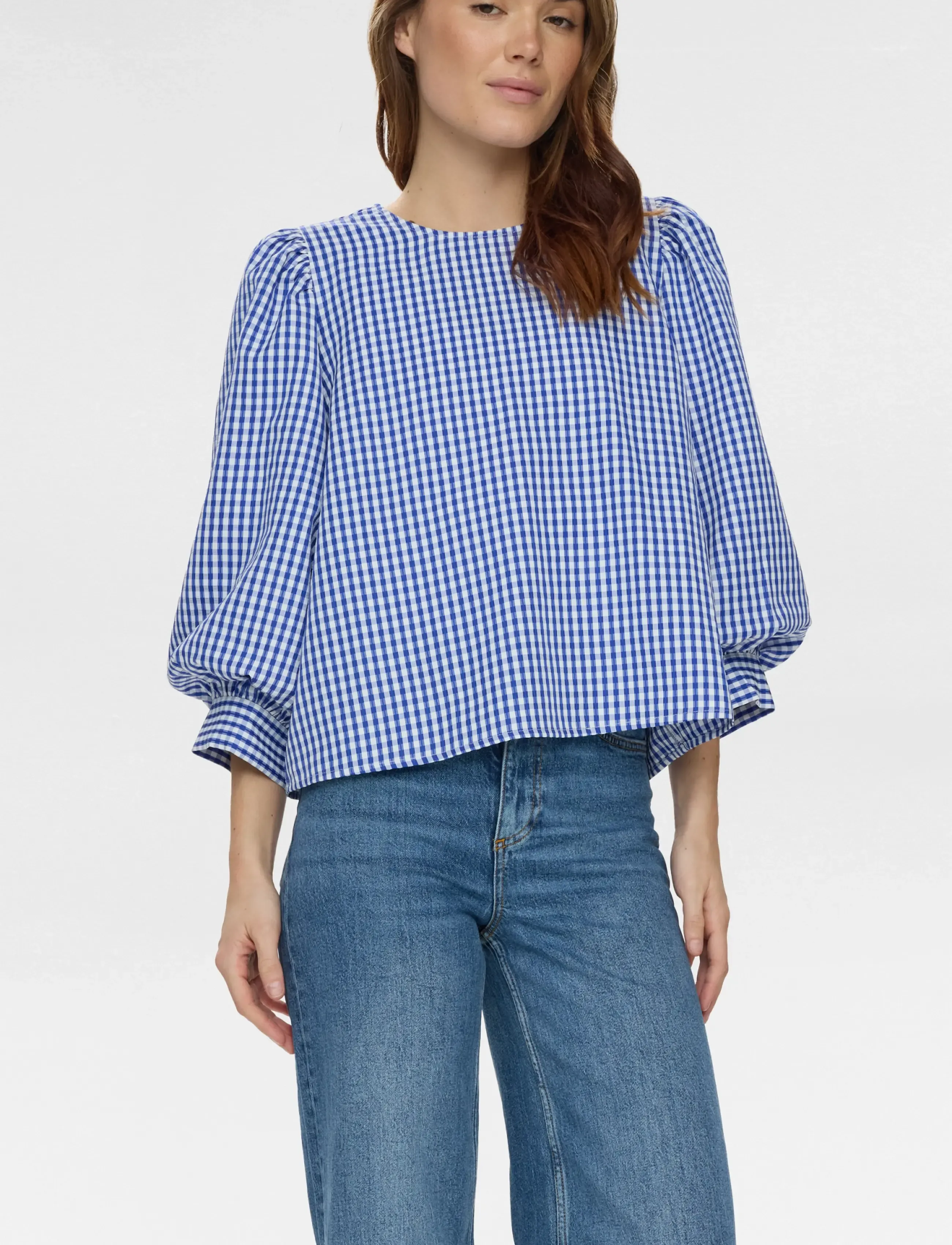 Nümph Nulucia Blouse, 40, Blouses, Blau - Long-sleeved, Frauen