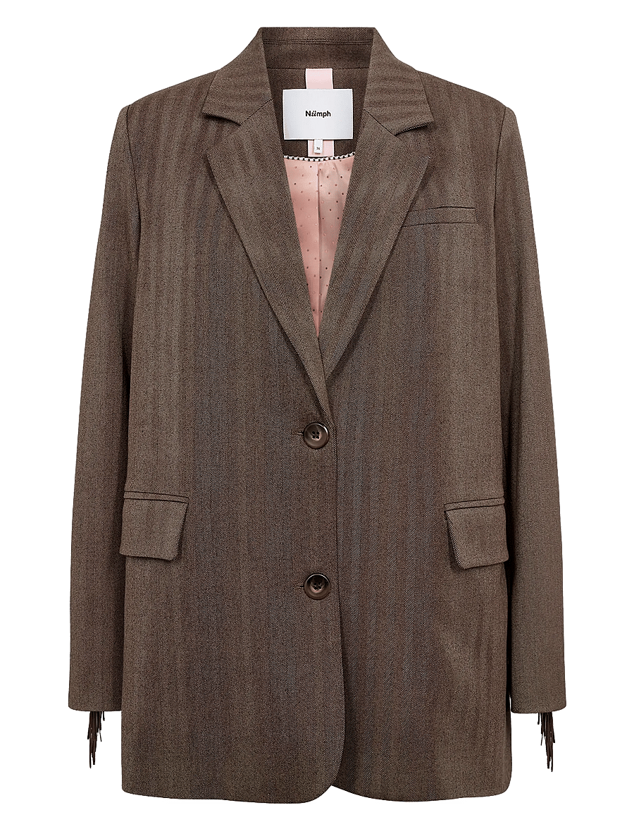 Nümph - NULIPPA FRINGE BLAZER - einreihige blazer - chocolate plum - 1