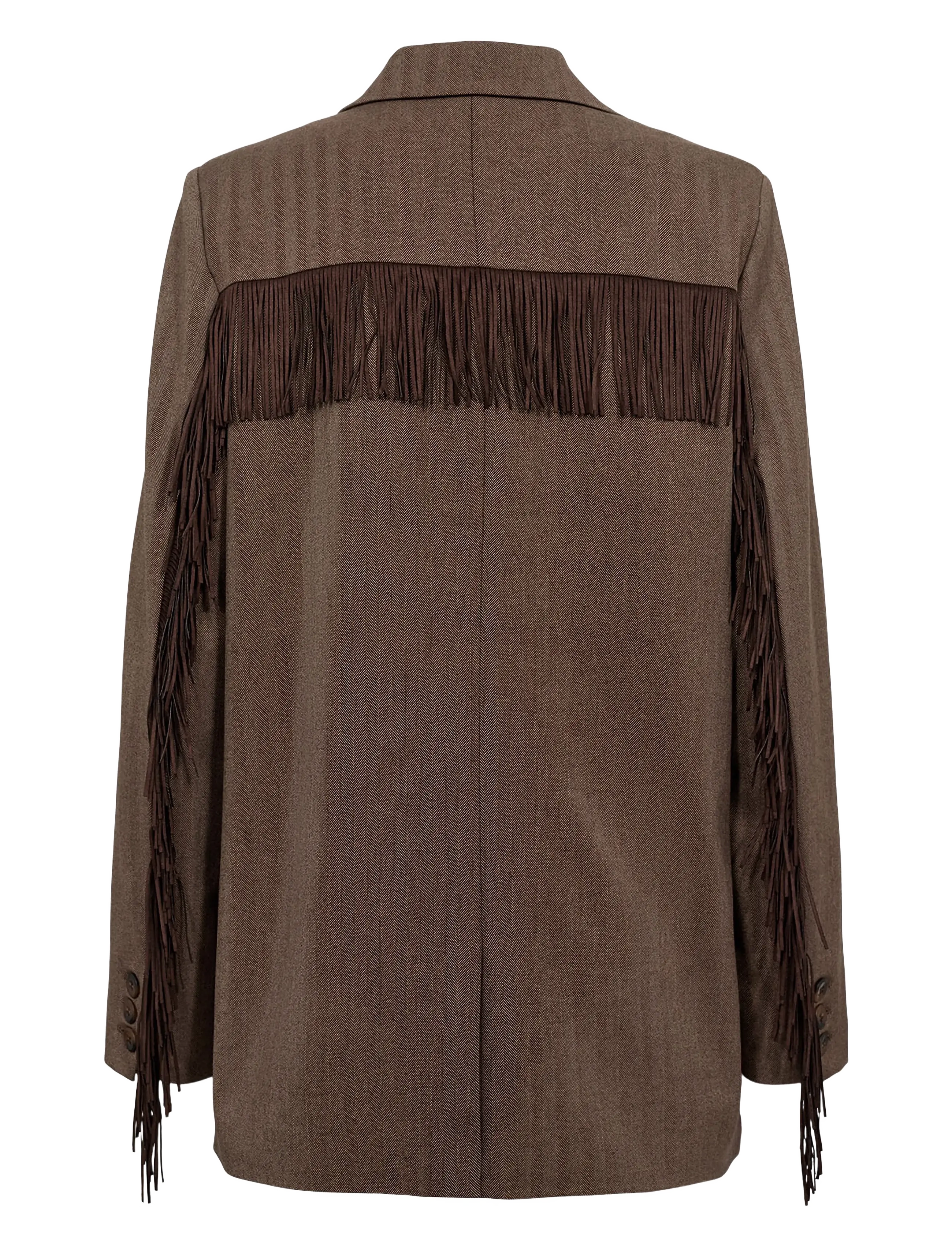 Nümph - NULIPPA FRINGE BLAZER - single breasted blazers - chocolate plum - 2