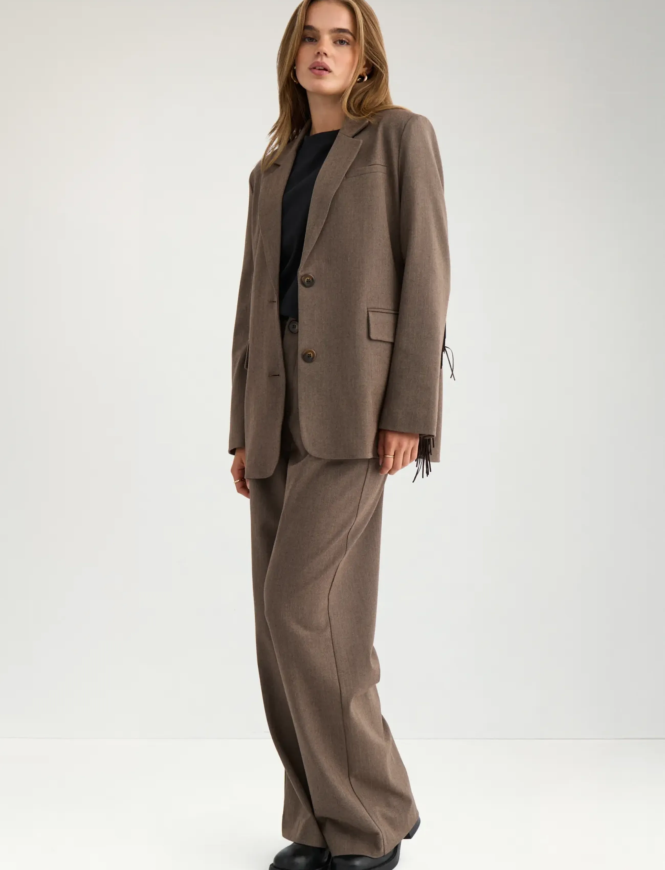 Nümph - NULIPPA FRINGE BLAZER - single breasted blazers - chocolate plum - 3
